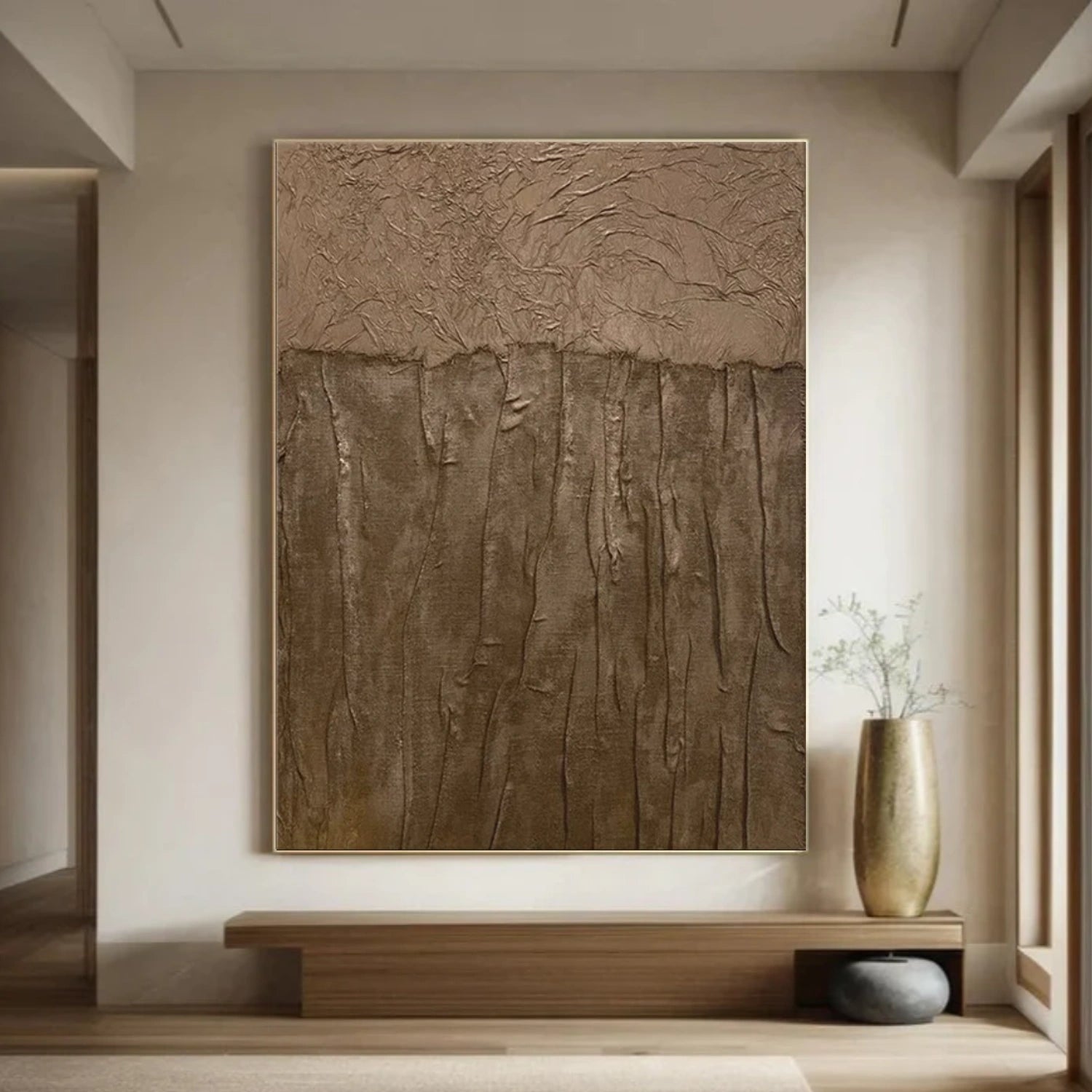 Brown Abstract Textured Wall Art #AW174