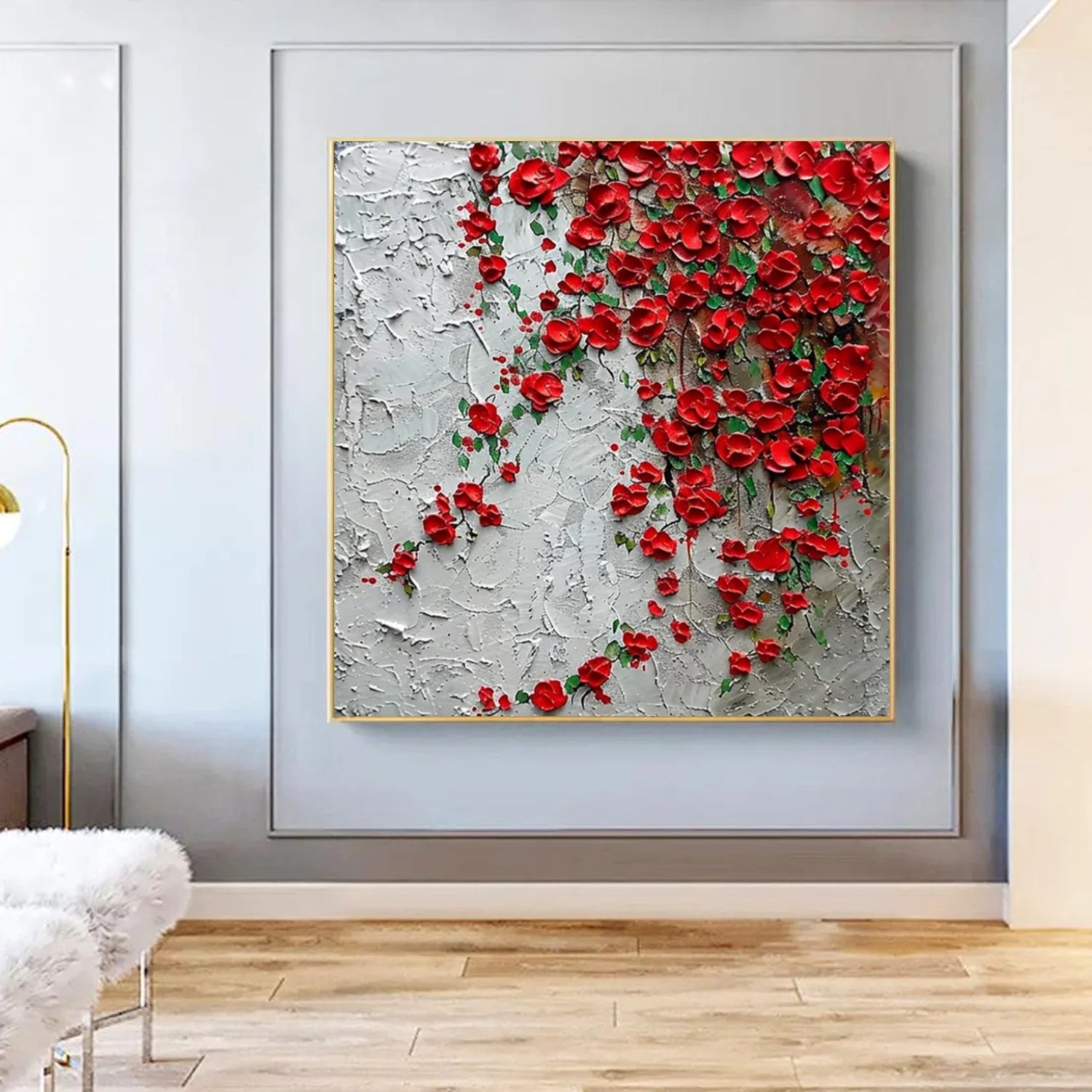 Tree And Flower Abstract Textured Wall Art #TF155