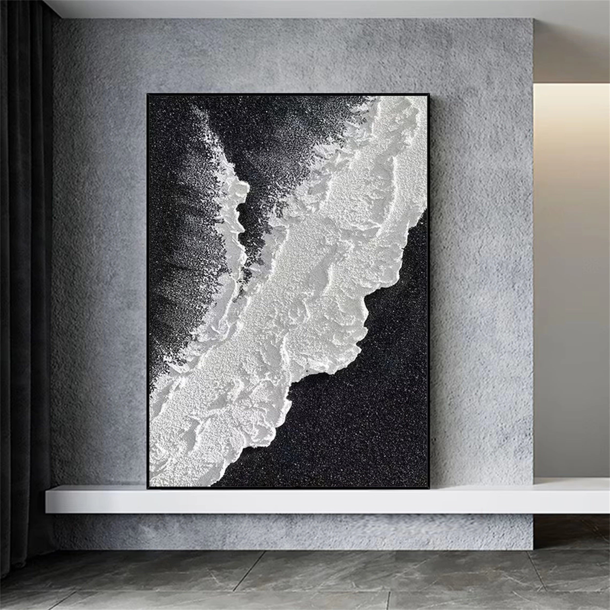 Black Textured Minimalist Wall Art #BT048