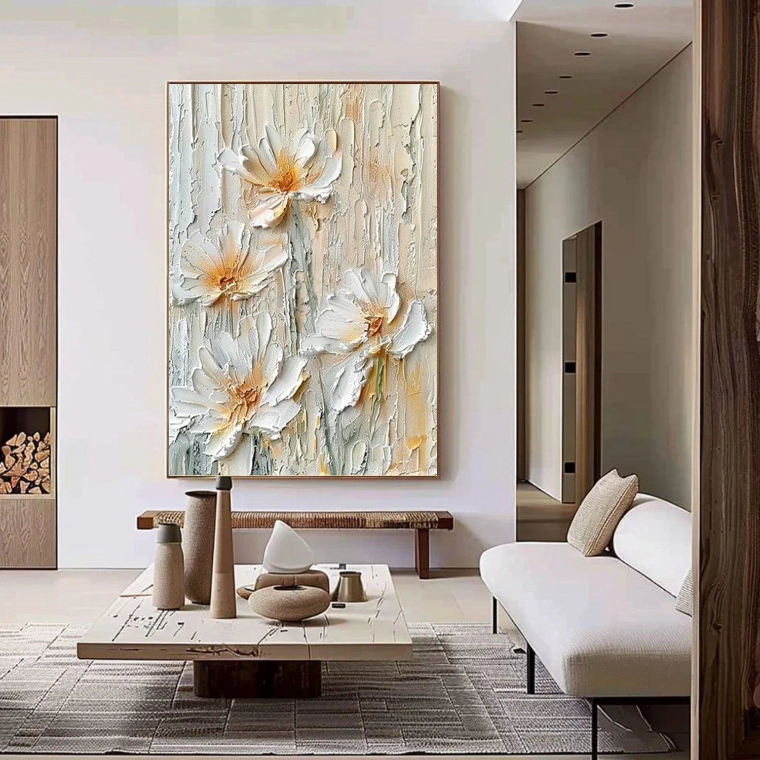 Tree And Flower Abstract Textured Wall Art #TF185