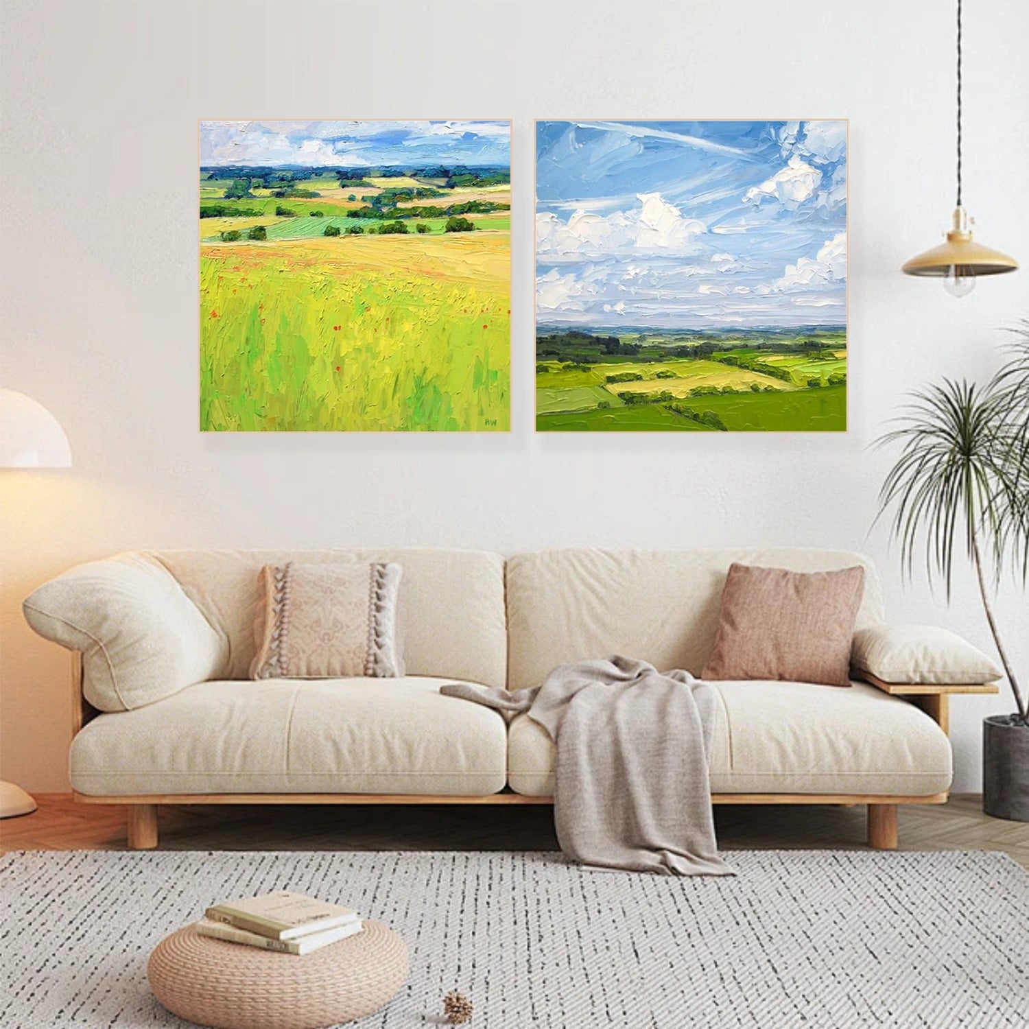 Tree And Flower Abstract Textured Wall Art Set of 2 #TF127