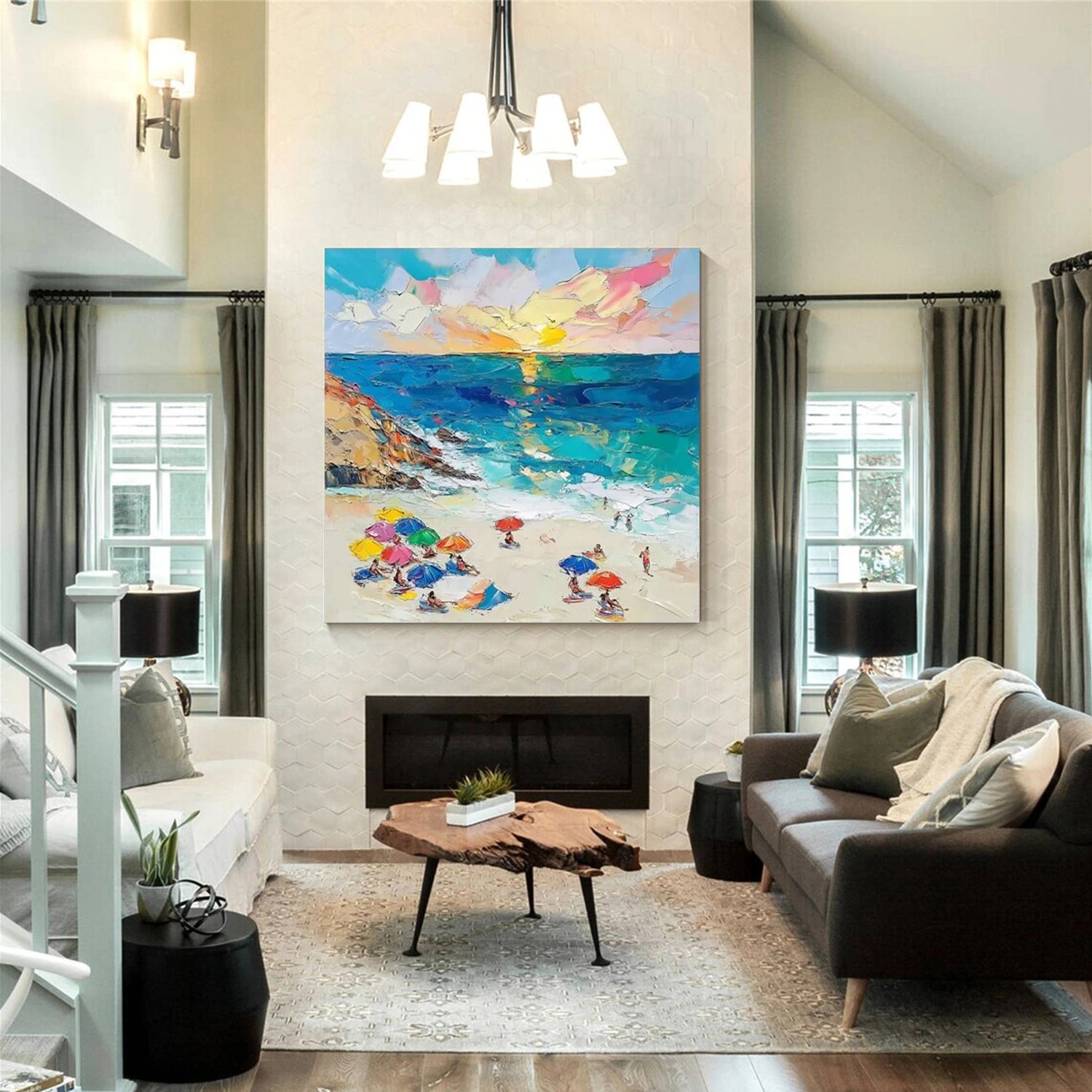 Sky And Ocean Abstract Textured Wall Art #SO261