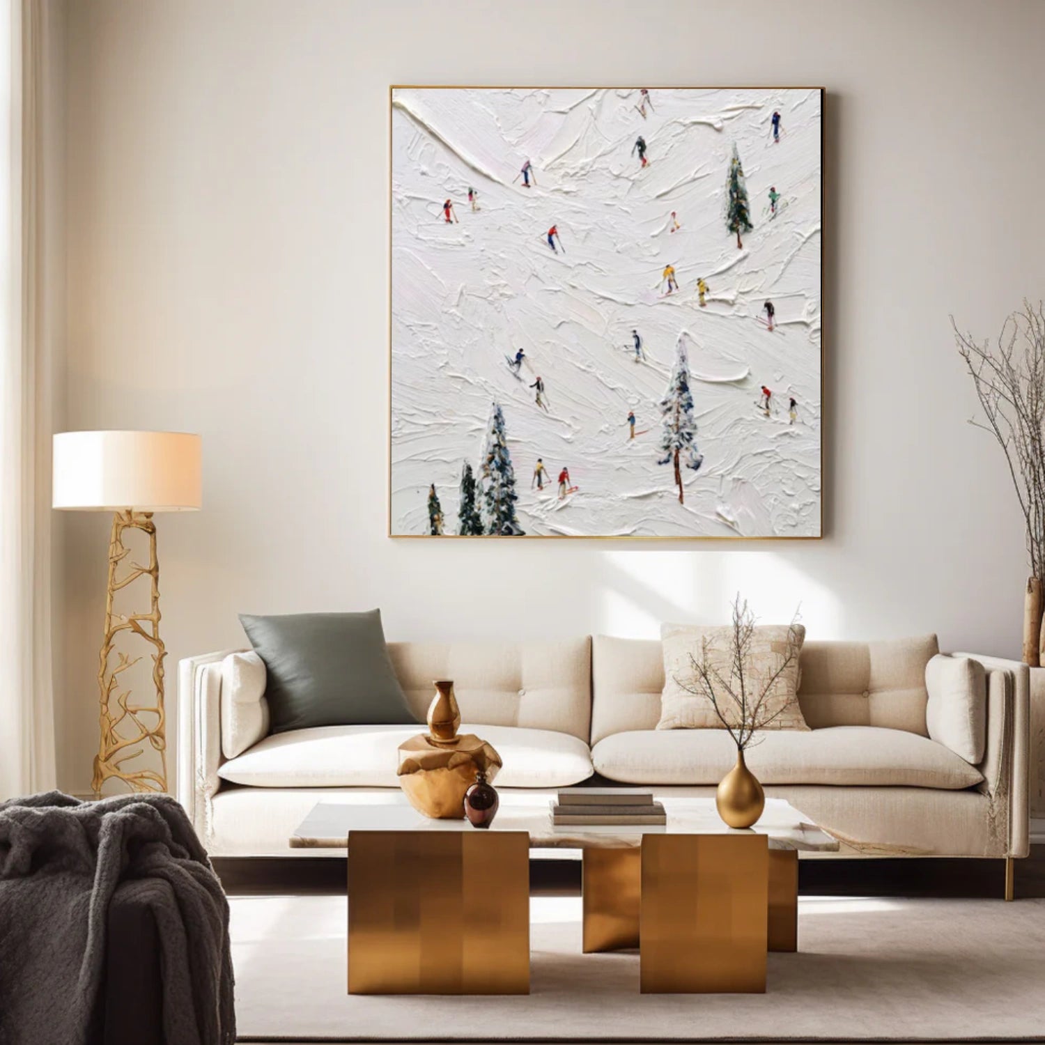 Skiing Sport Textured Wall Art #BA019