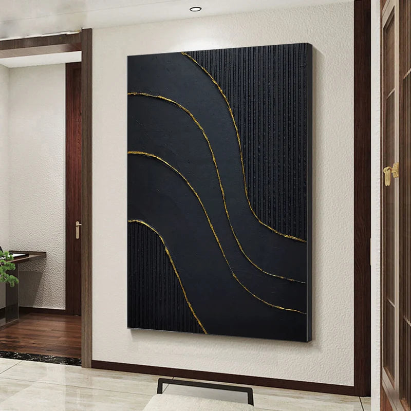 Black Textured Minimalist Wall Art #BT023