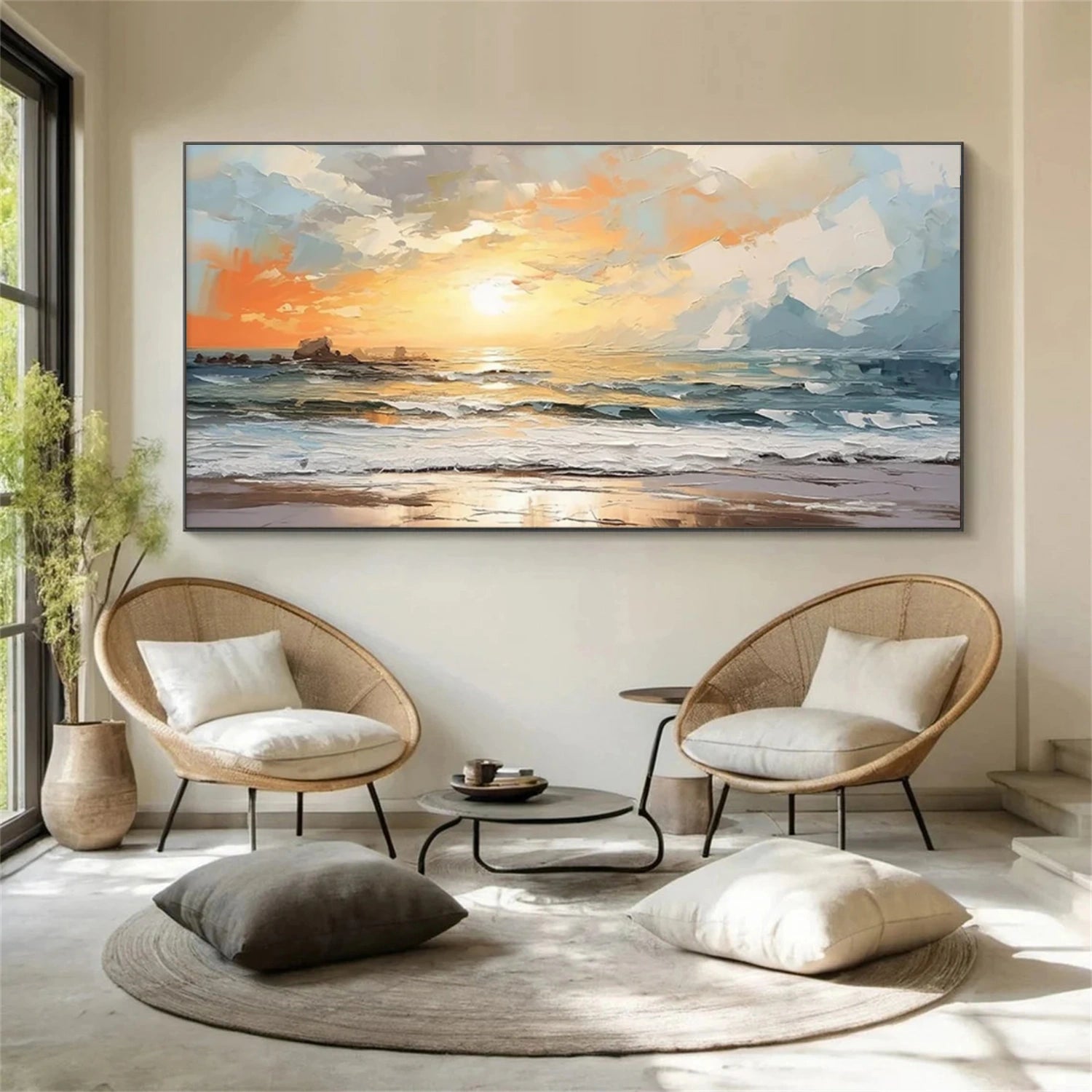 Sky And Ocean Abstract Textured Wall Art #SO335