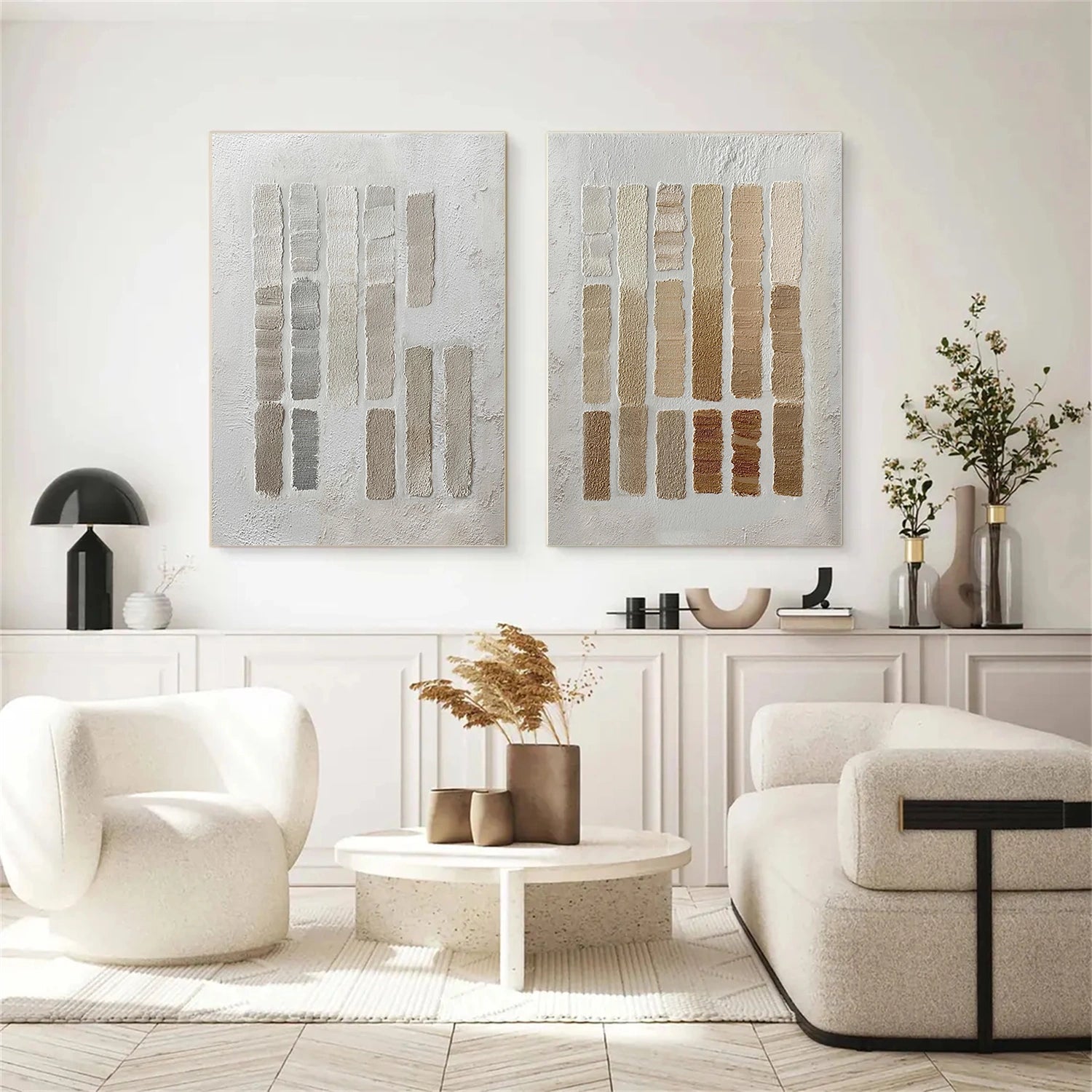 Wabi Sabi Abstract Textured Canvas Art Set of 2 #WA250