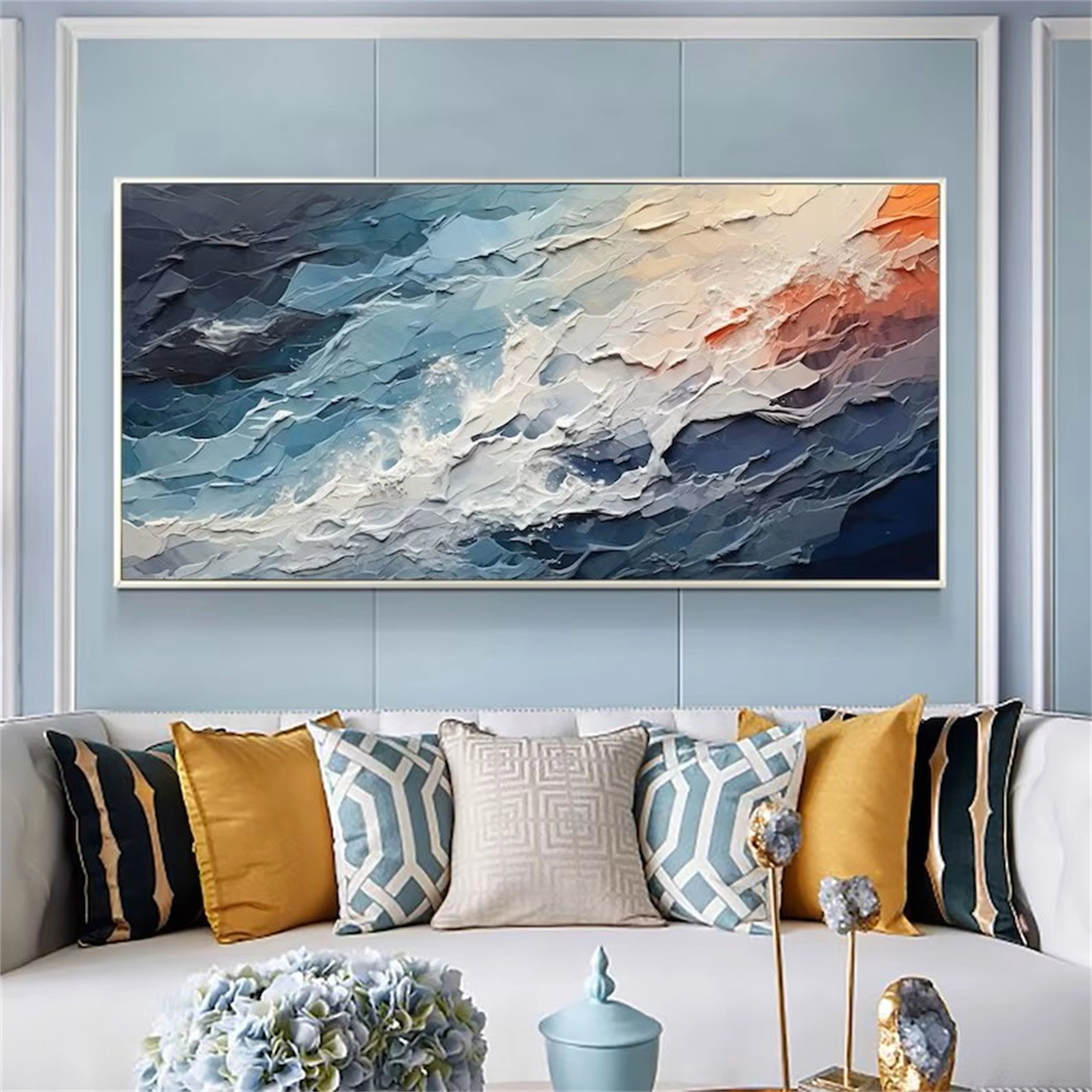 Blue Textured Minimalist Wall Art #BL010