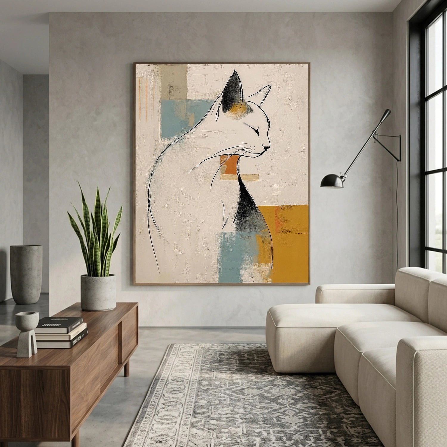 Abstract Animal Art Cat Wall Art #AT089