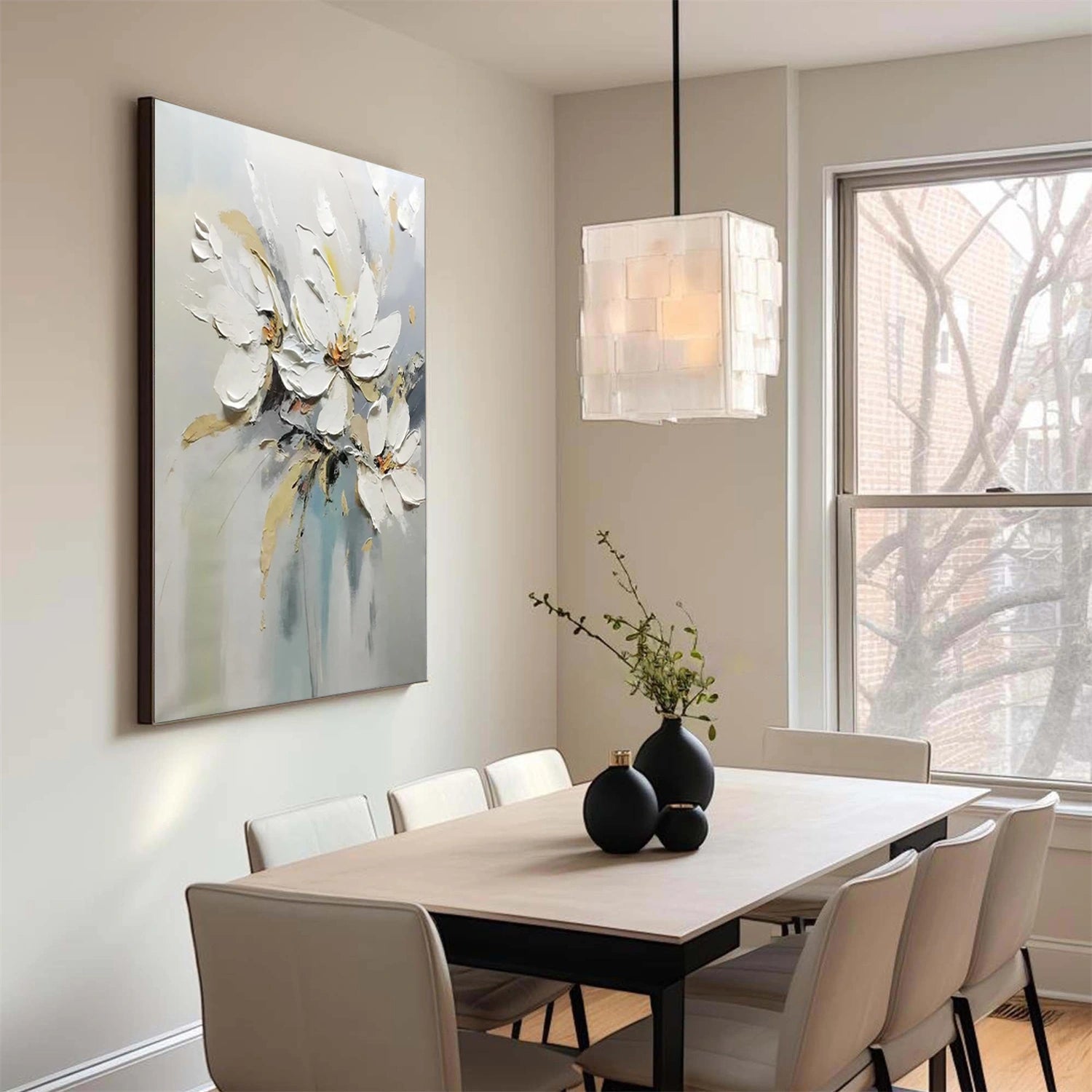 Tree And Flower Abstract Textured Wall Art #TF111
