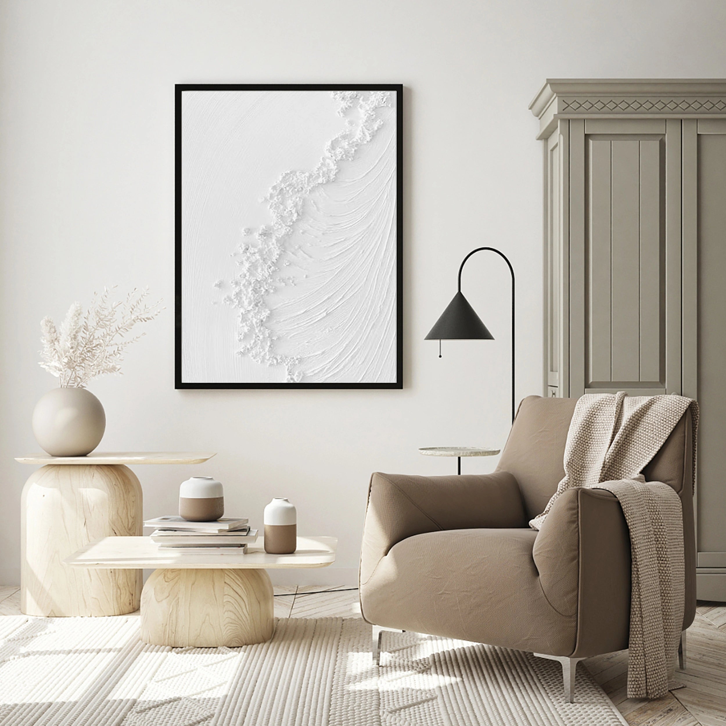 White Textured Minimalist Wall Art #WT052