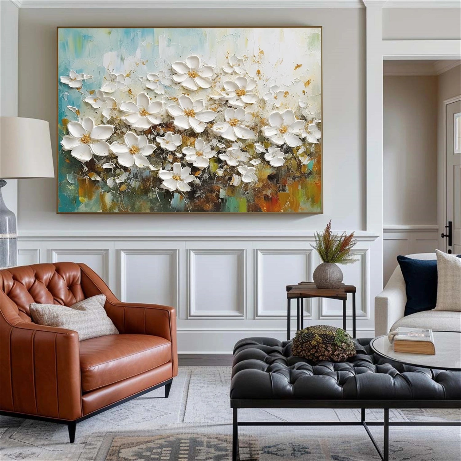 Tree And Flower Abstract Textured Wall Art #TF115