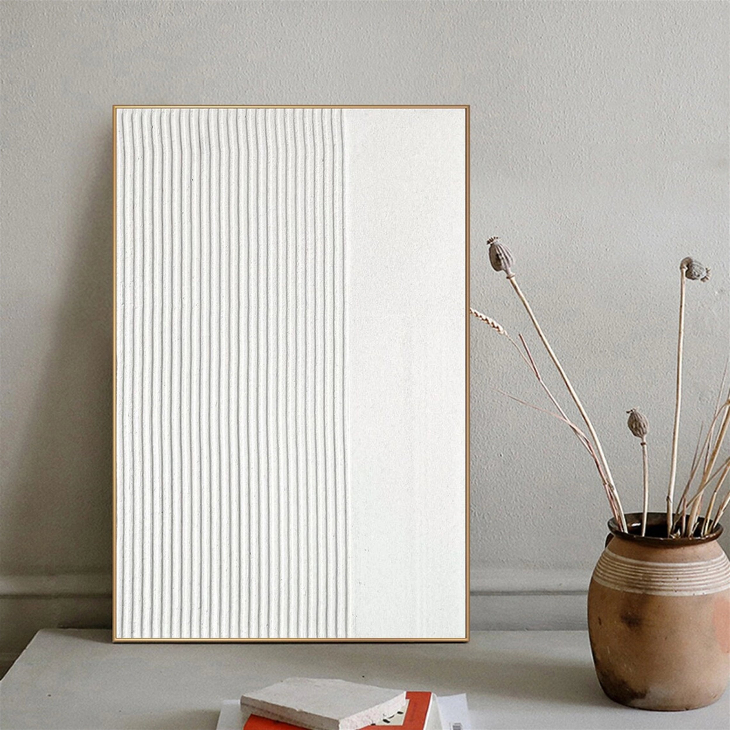 White Textured Minimalist Wall Art #WT079