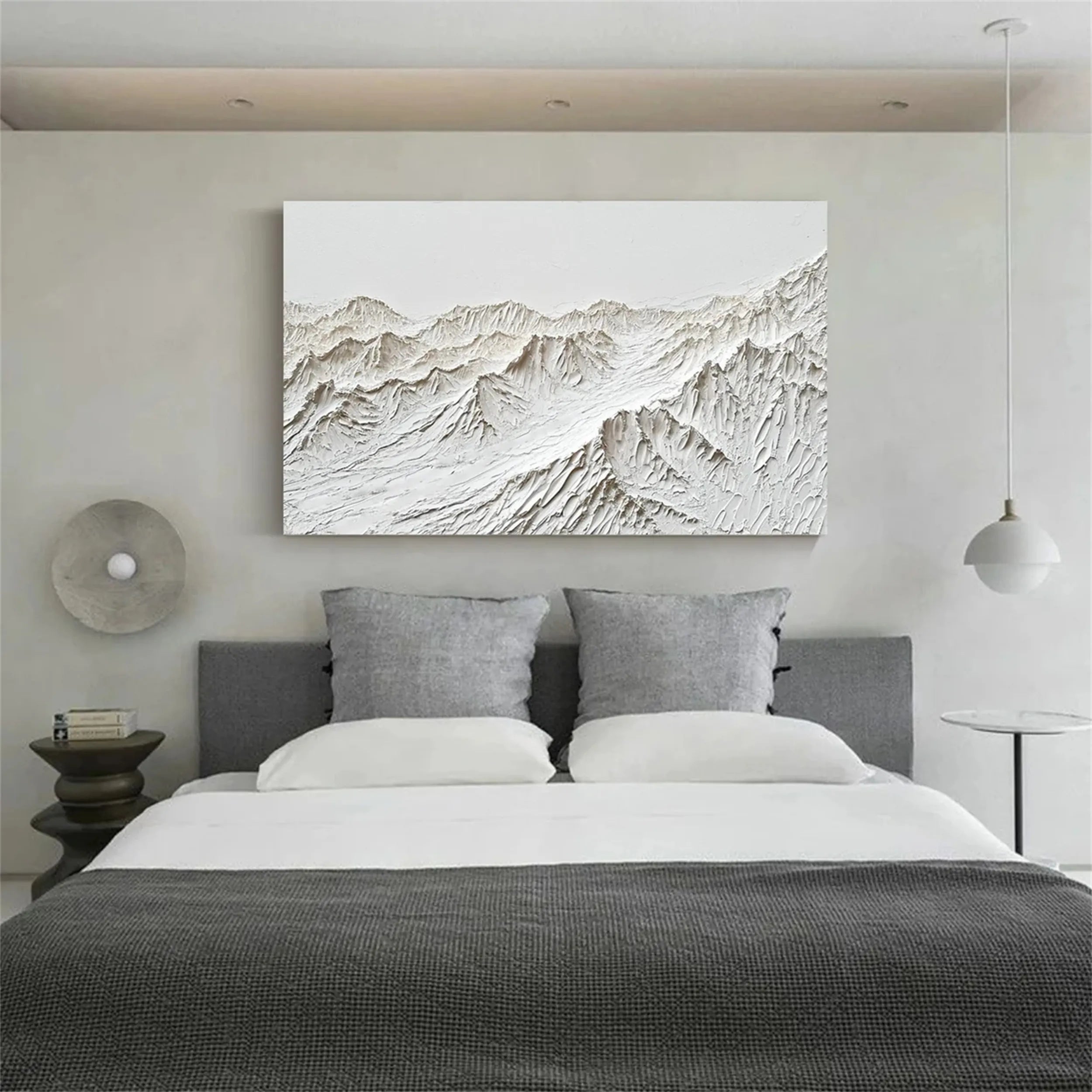 White Textured Minimalist Wall Art #WT126