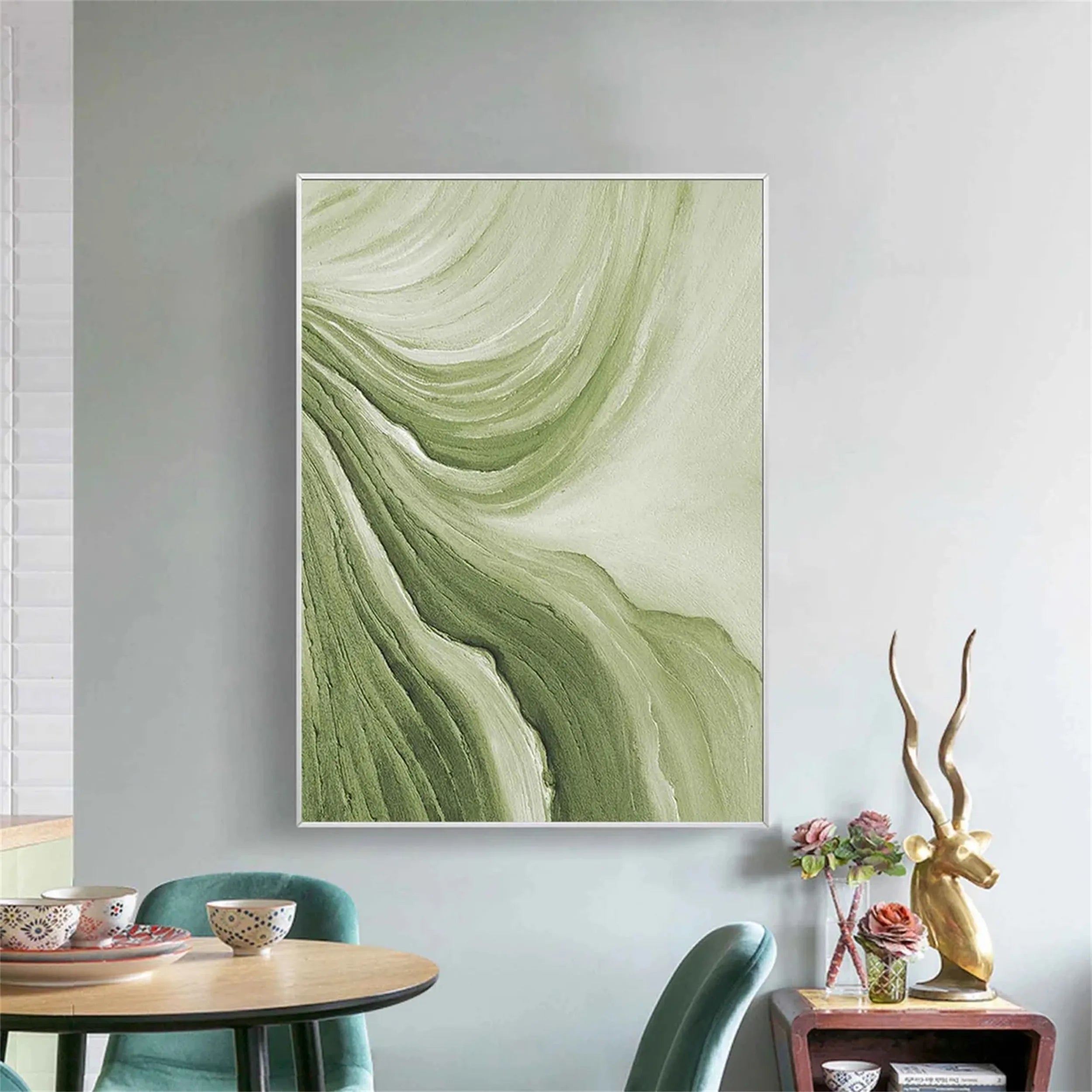 Green Textured Minimalist Wall Art #GT005