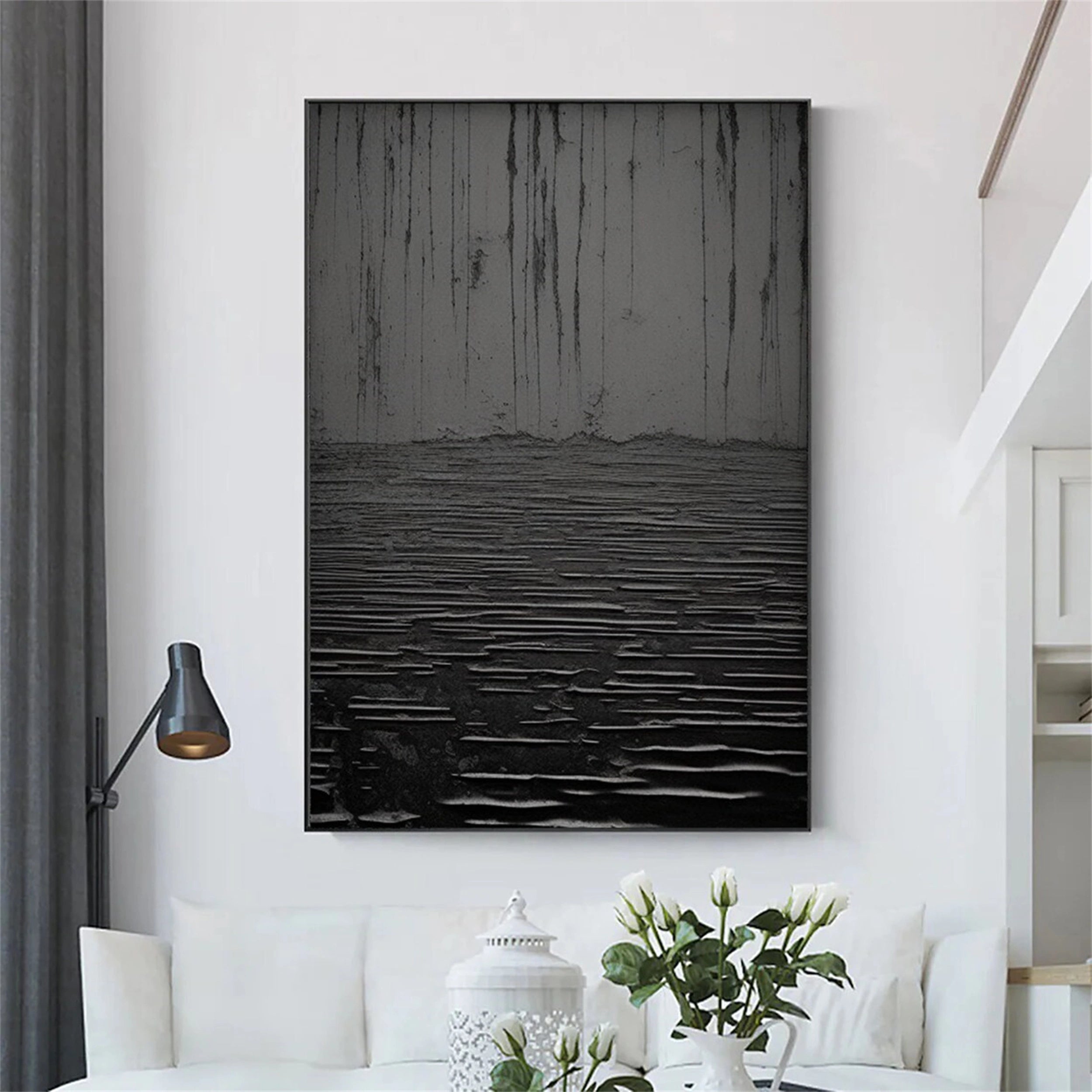 Black Textured Minimalist Wall Art #BT041