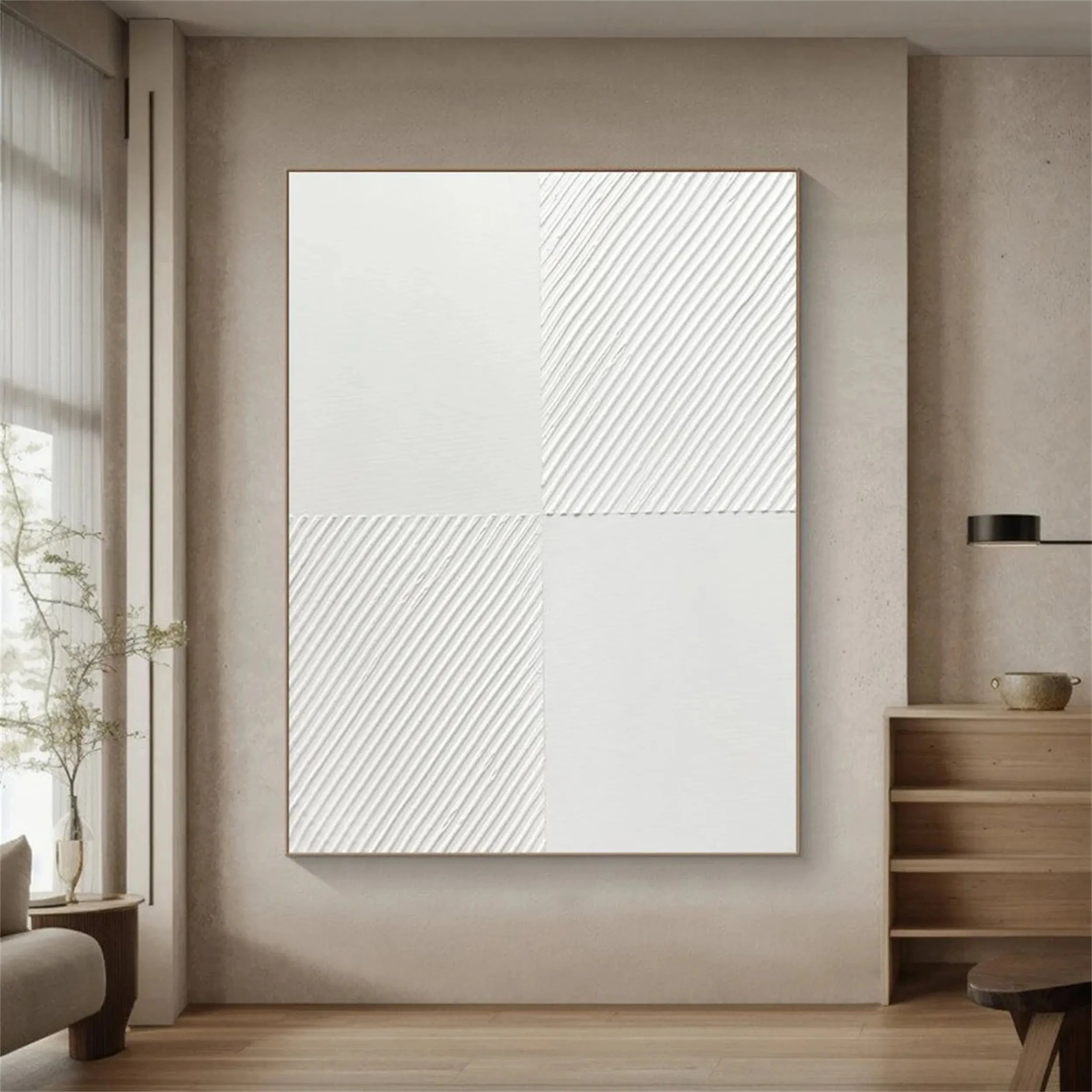 White Textured Minimalist Wall Art #WT103