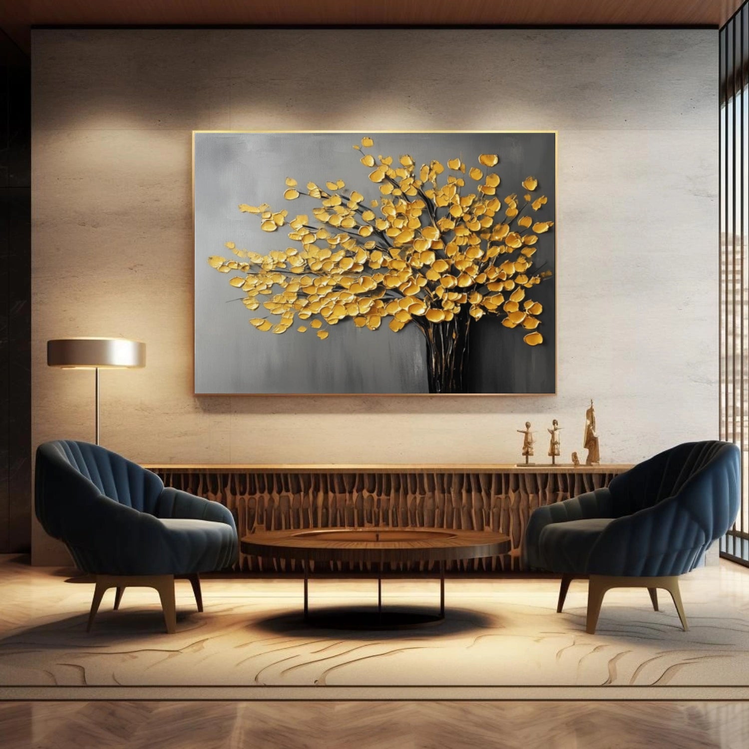 Tree And Flower Abstract Textured Wall Art #TF179