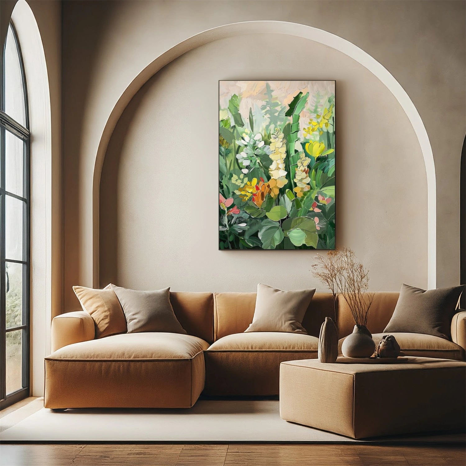 Tree And Flower Abstract Textured Wall Art #TF211