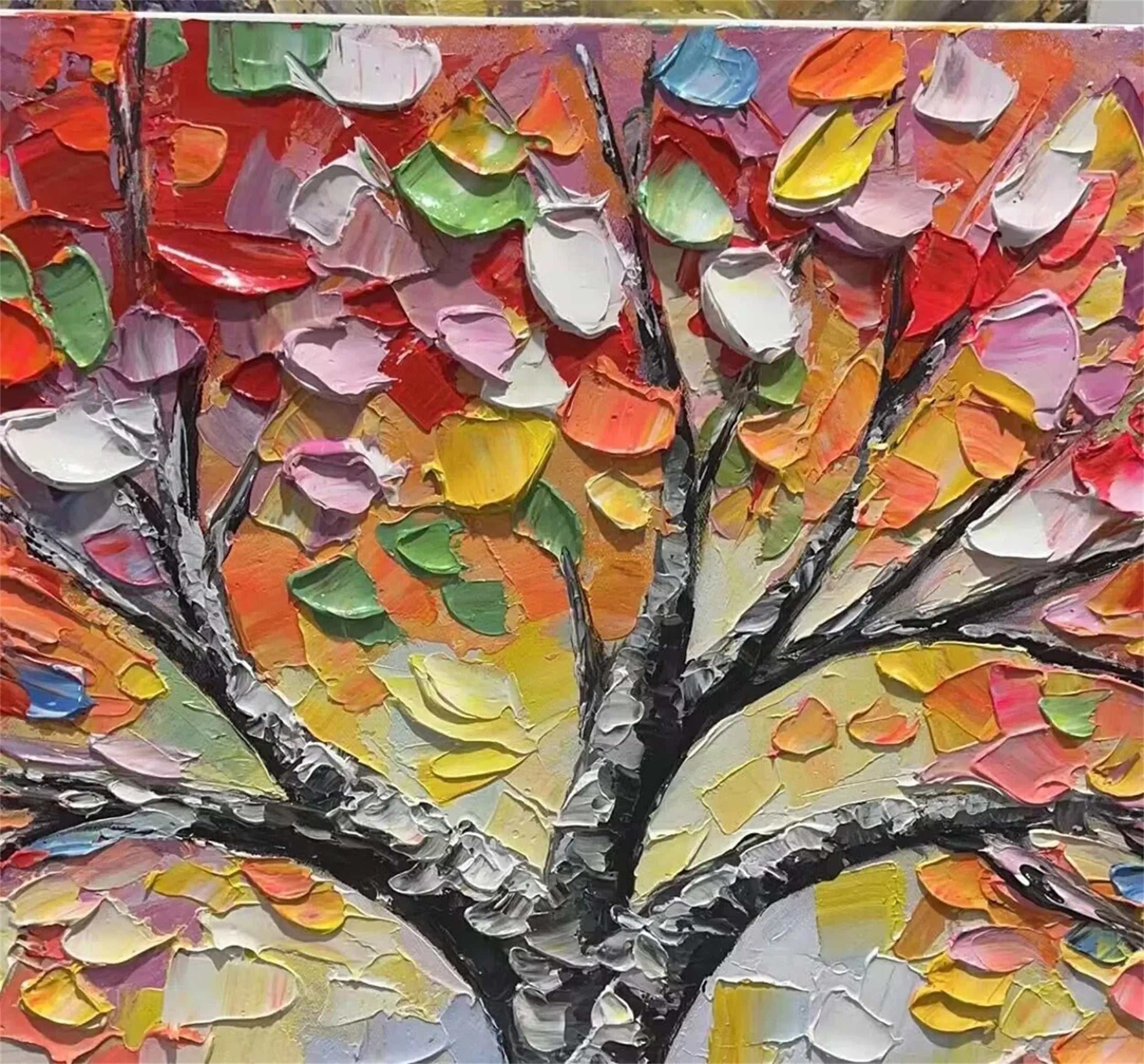 Colorful Tree And Flower Painting #TF019