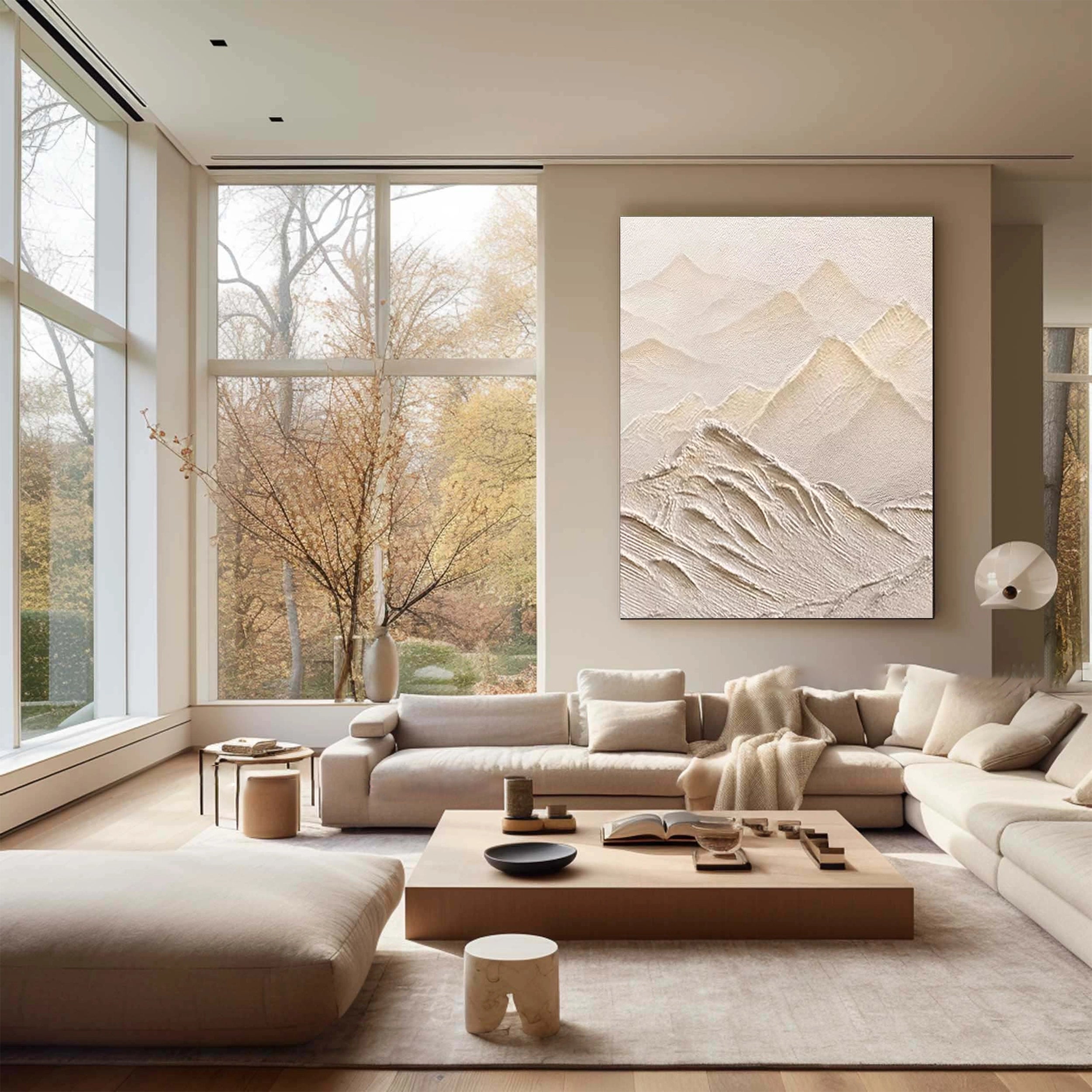 Beige & Brown Textured Minimalist Wall Art #BM003