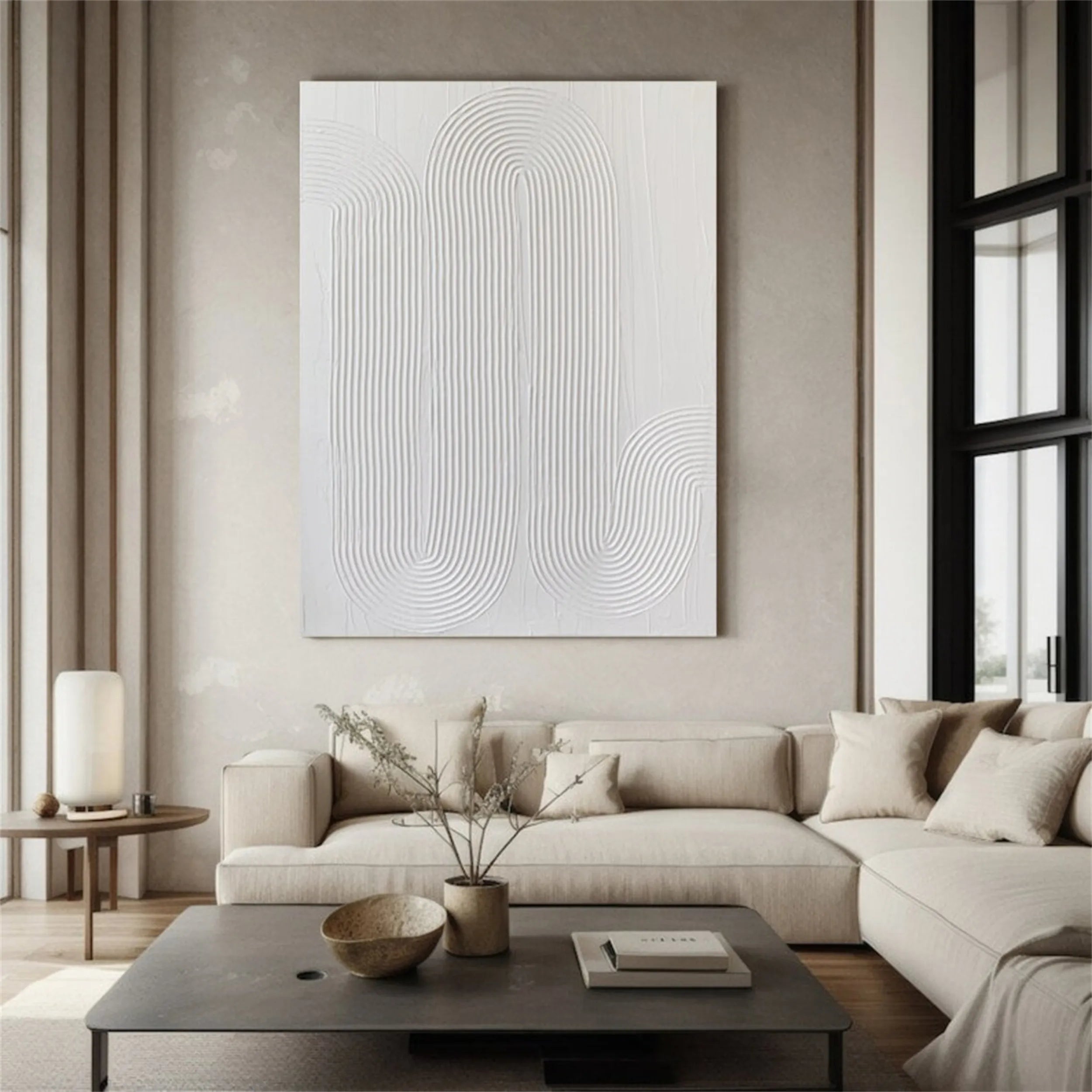 White Textured Minimalist Wall Art #WT110