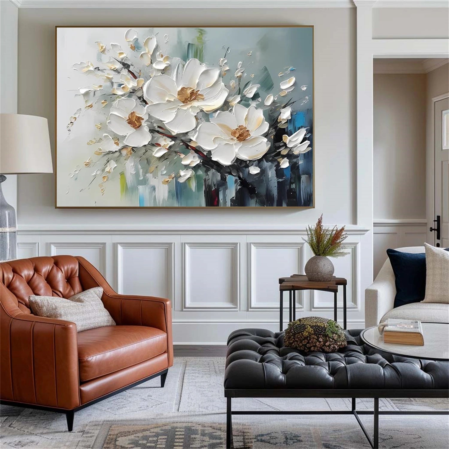Tree And Flower Abstract Textured Wall Art #TF113
