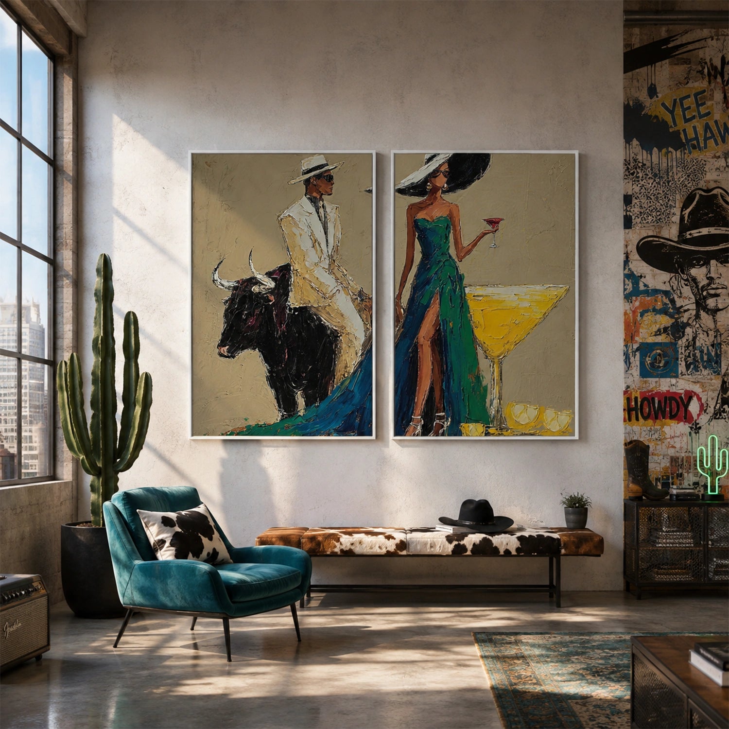 Western Cowboy Art Set Of 2 #VA042