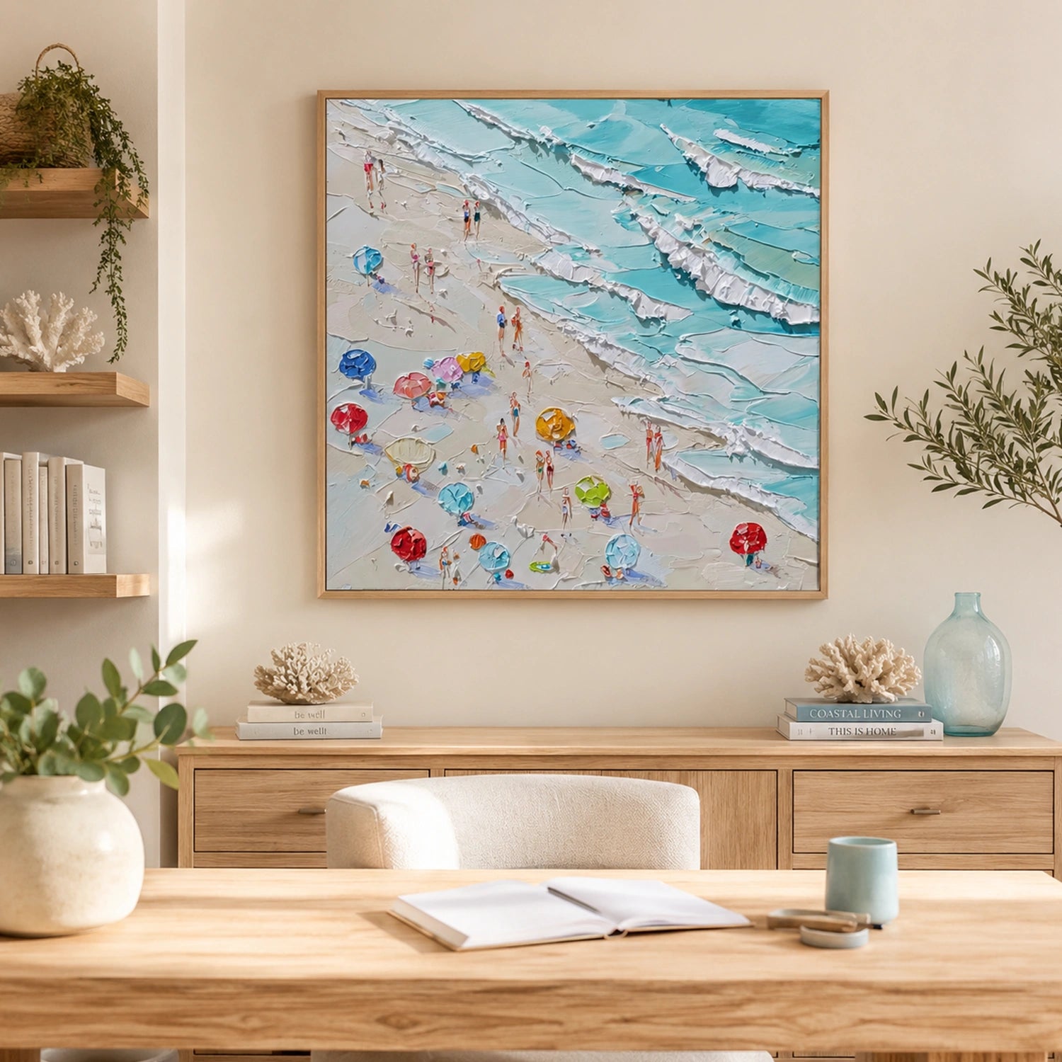 Sky And Ocean Abstract Textured Wall Art #SO428