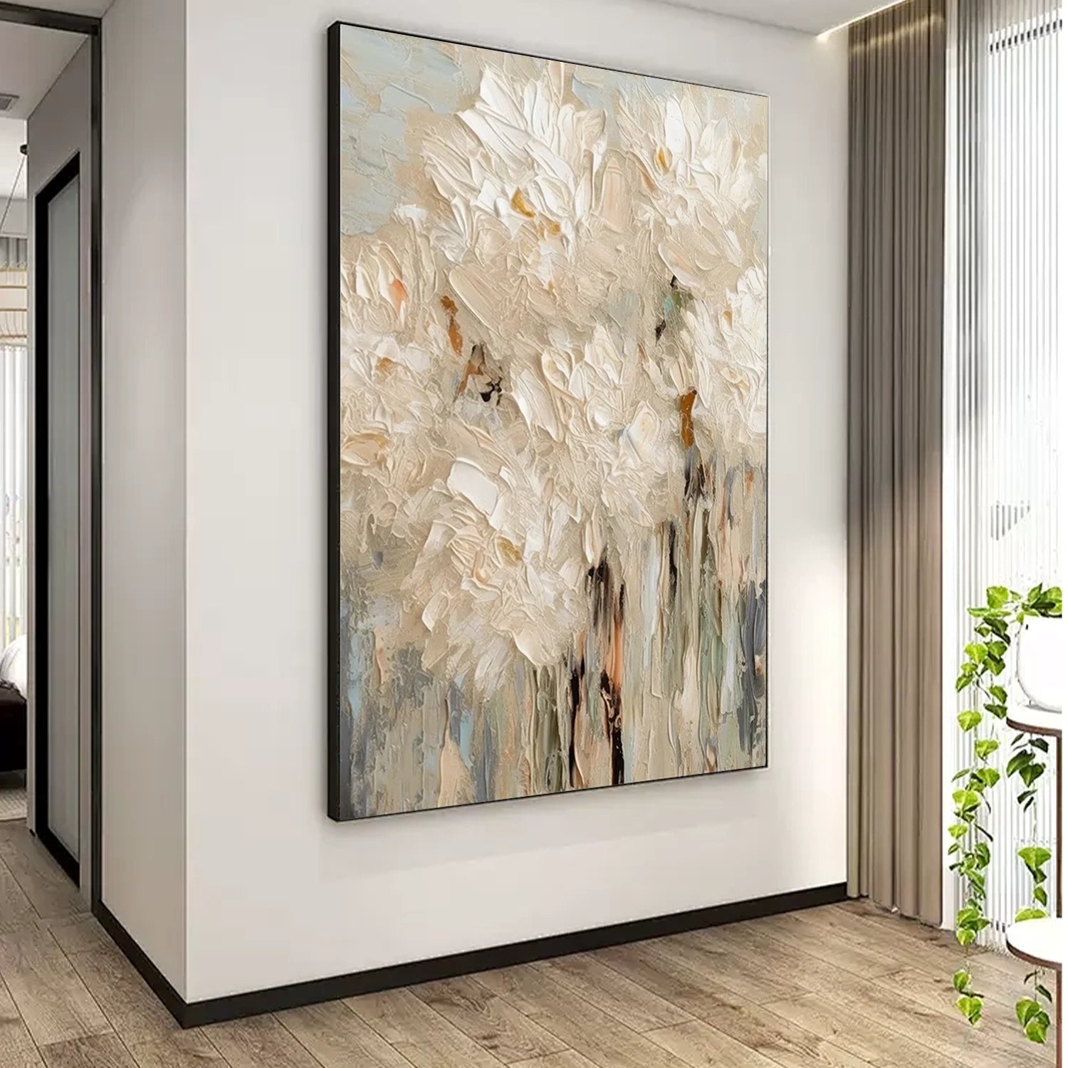 Tree And Flower Abstract Textured Wall Art #TF110