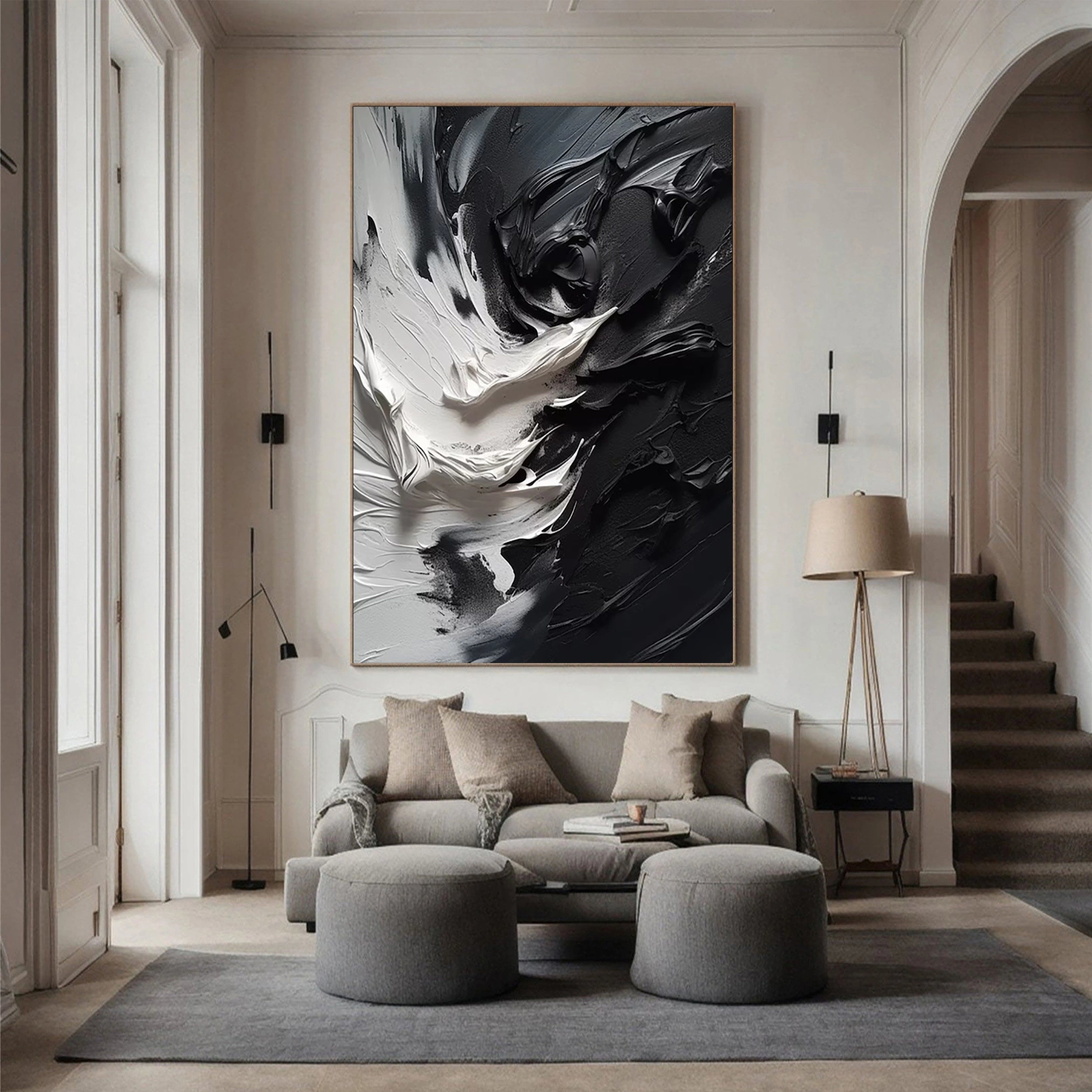 Black Textured Minimalist Wall Art #BT032