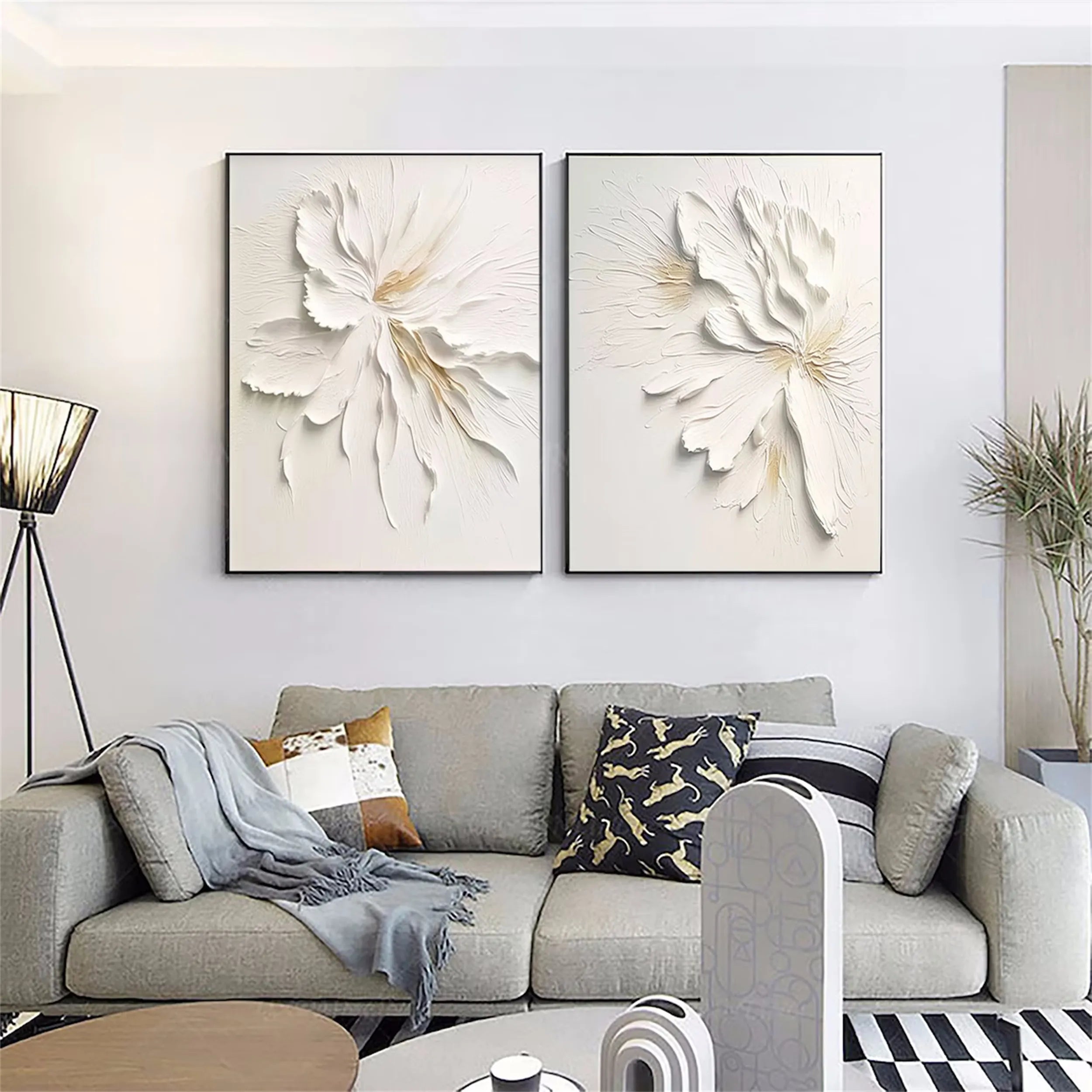 Colorful Tree And Flower Painting Set of 2 #TF005