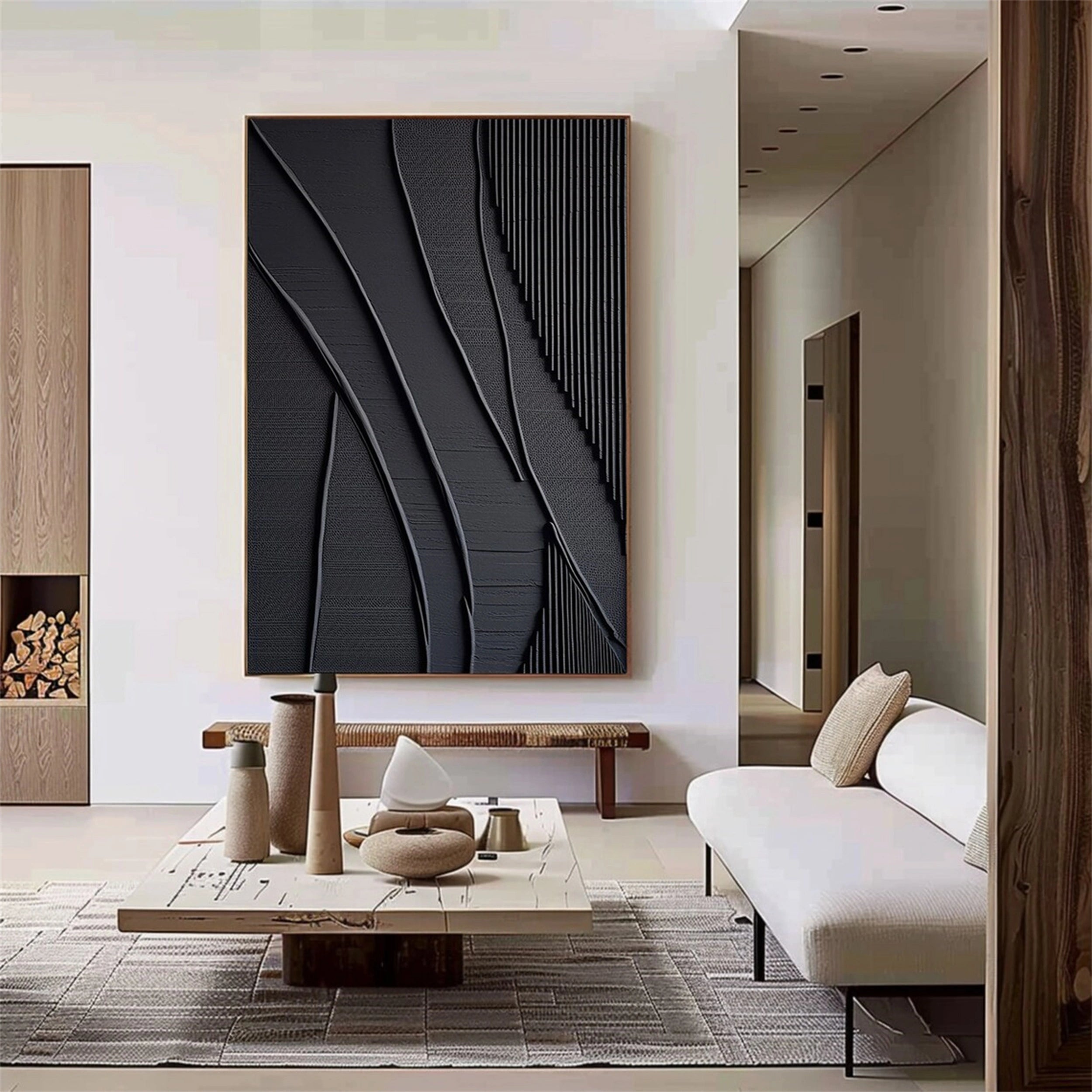 Black Textured Minimalist Wall Art #BT043