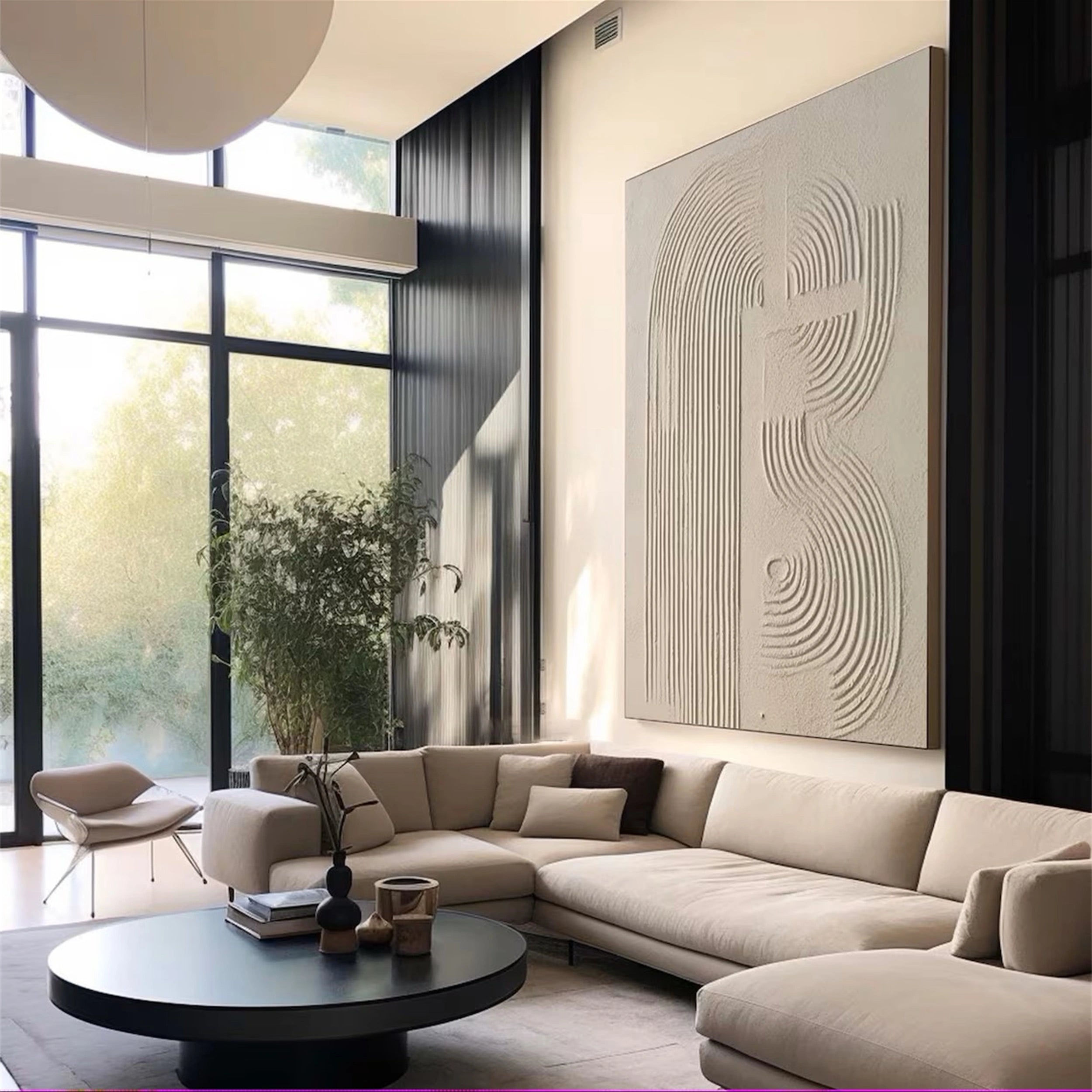 Beige & Brown Textured Minimalist Wall Art #BM025