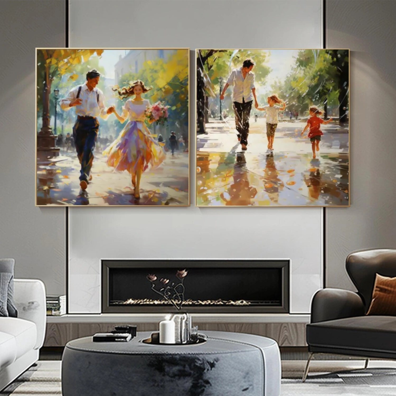 Colorful Abstract Portrait Textured Wall Art Set of 2 #WP012