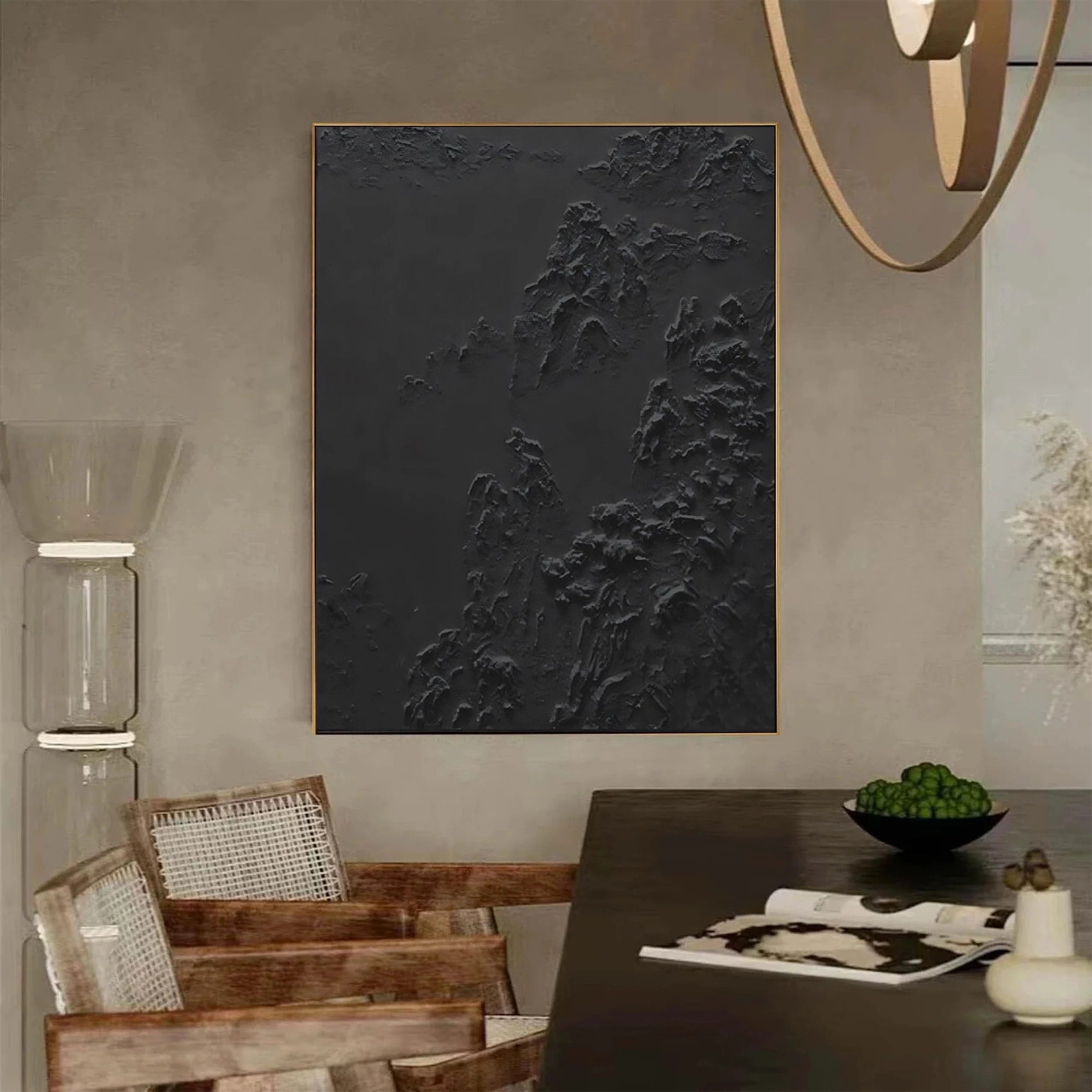 Black Textured Minimalist Wall Art #BT038