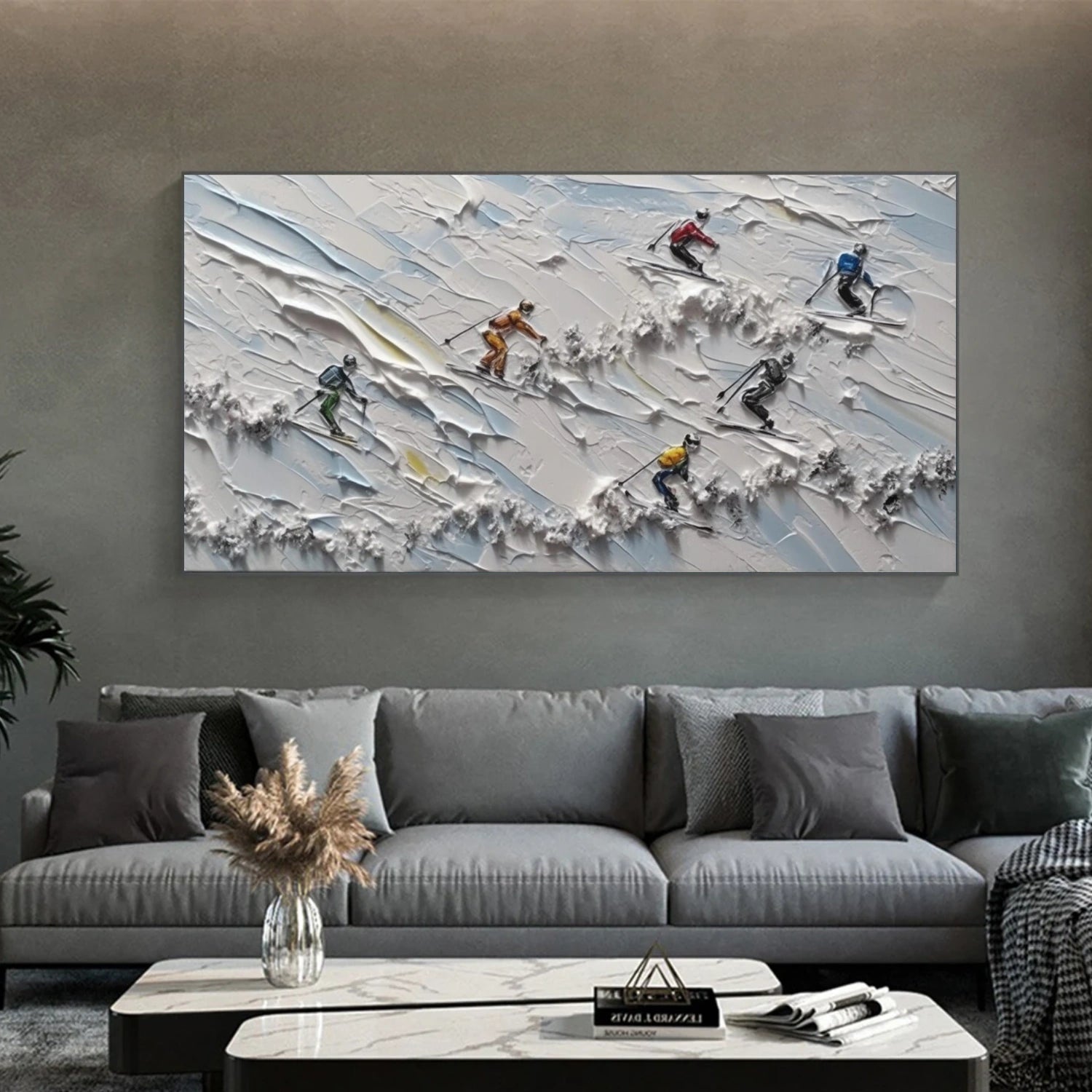 Skiing Sport Textured Wall Art #BA031