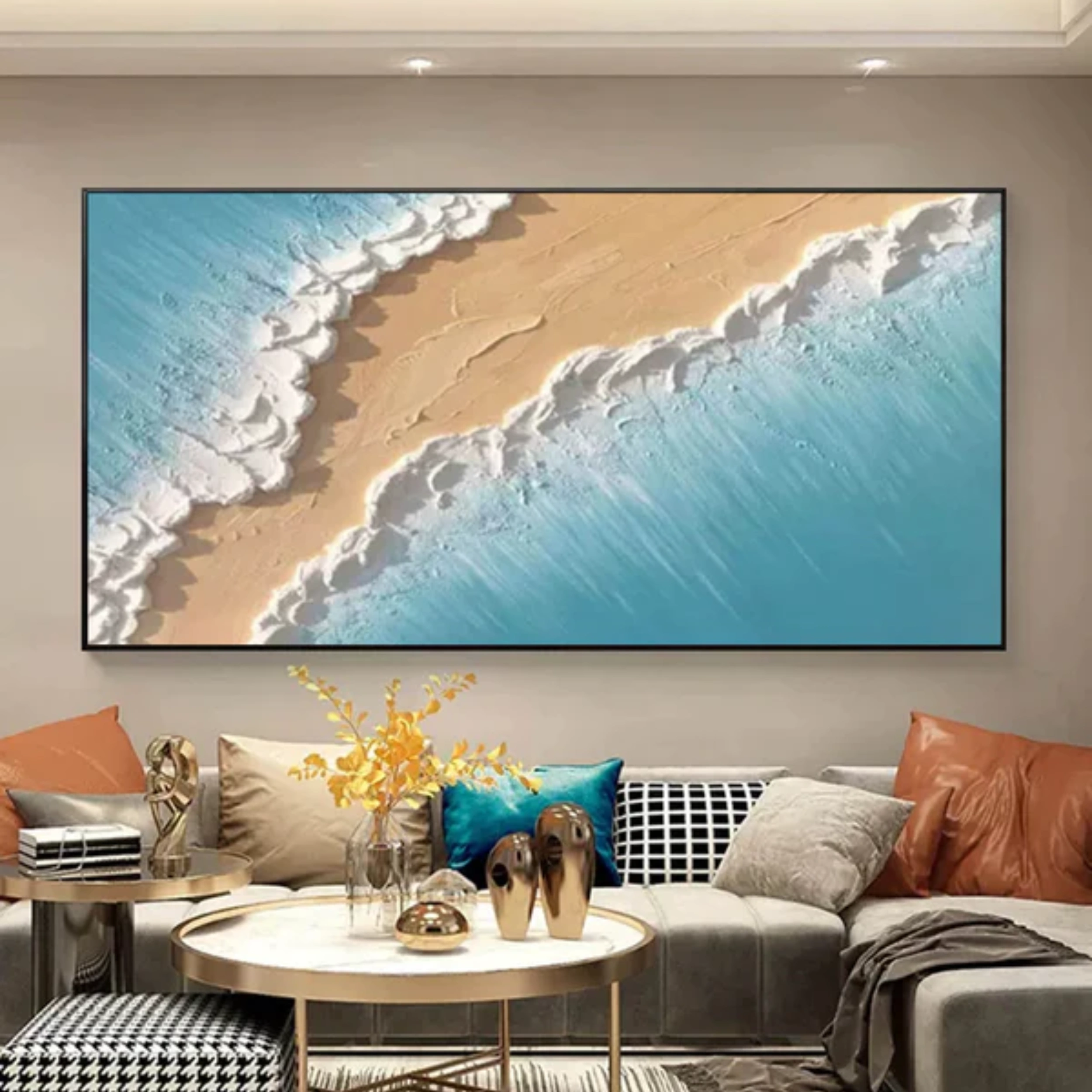 Blue Textured Minimalist Wall Art #BL016