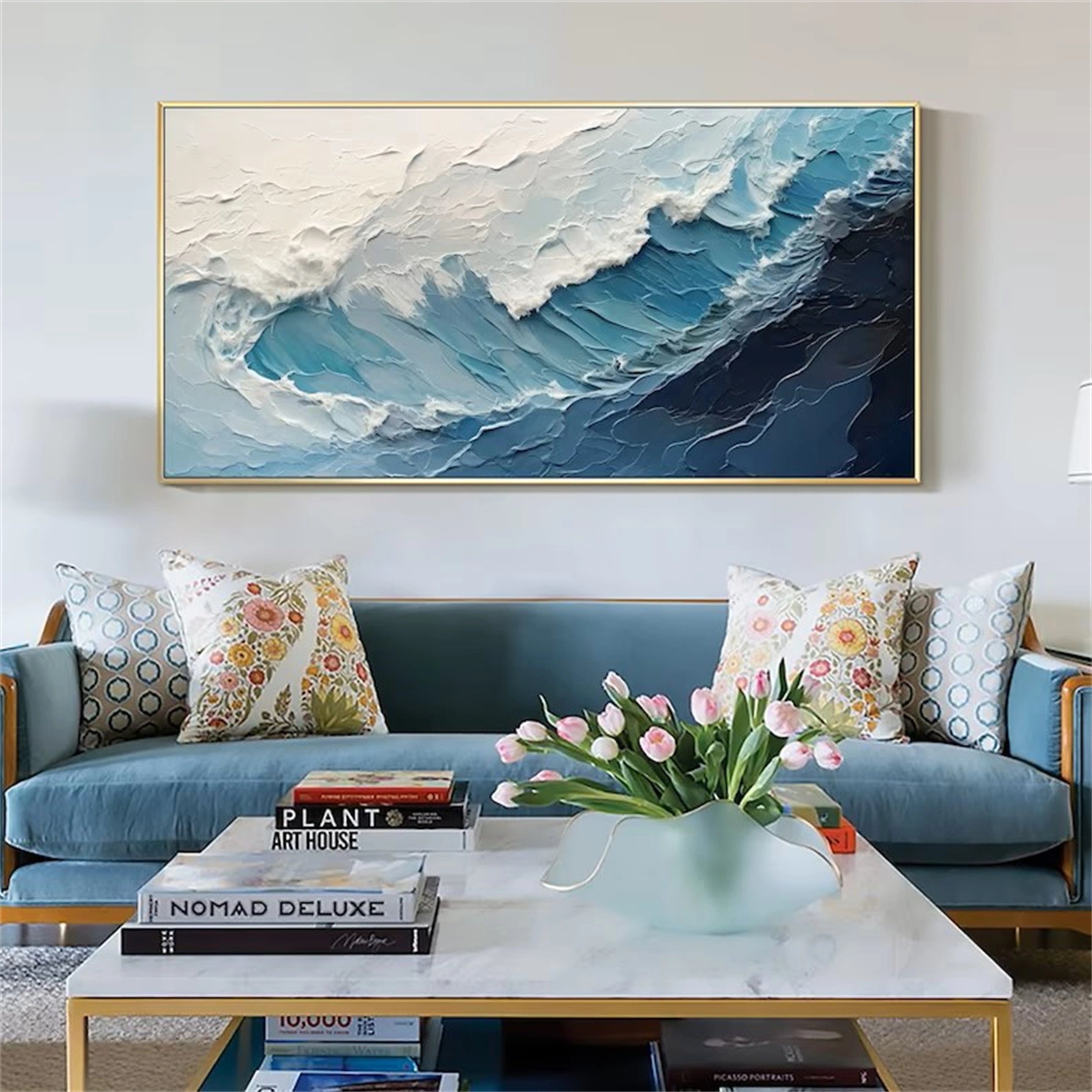 Blue Textured Minimalist Wall Art #BL003