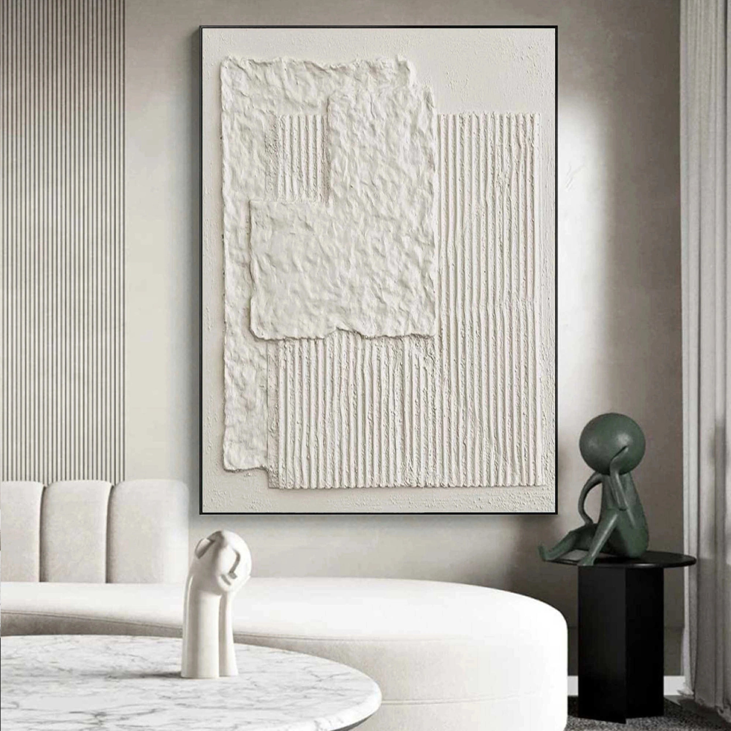 White Textured Minimalist Wall Art #WT035