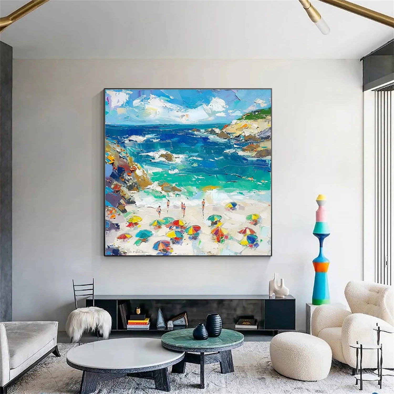 Sky And Ocean Abstract Textured Wall Art #SO260