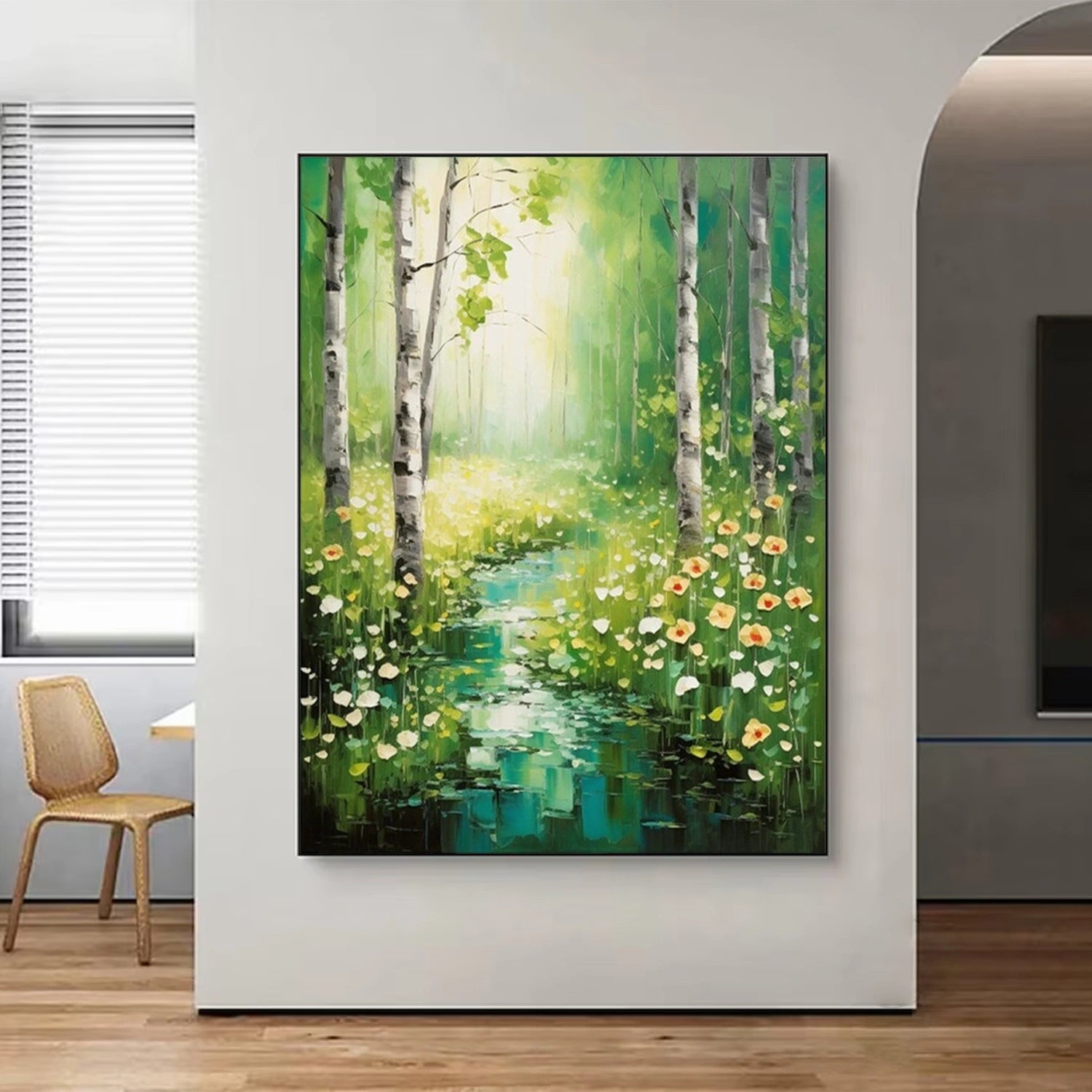 Green Tree And Flower Painting #TF081