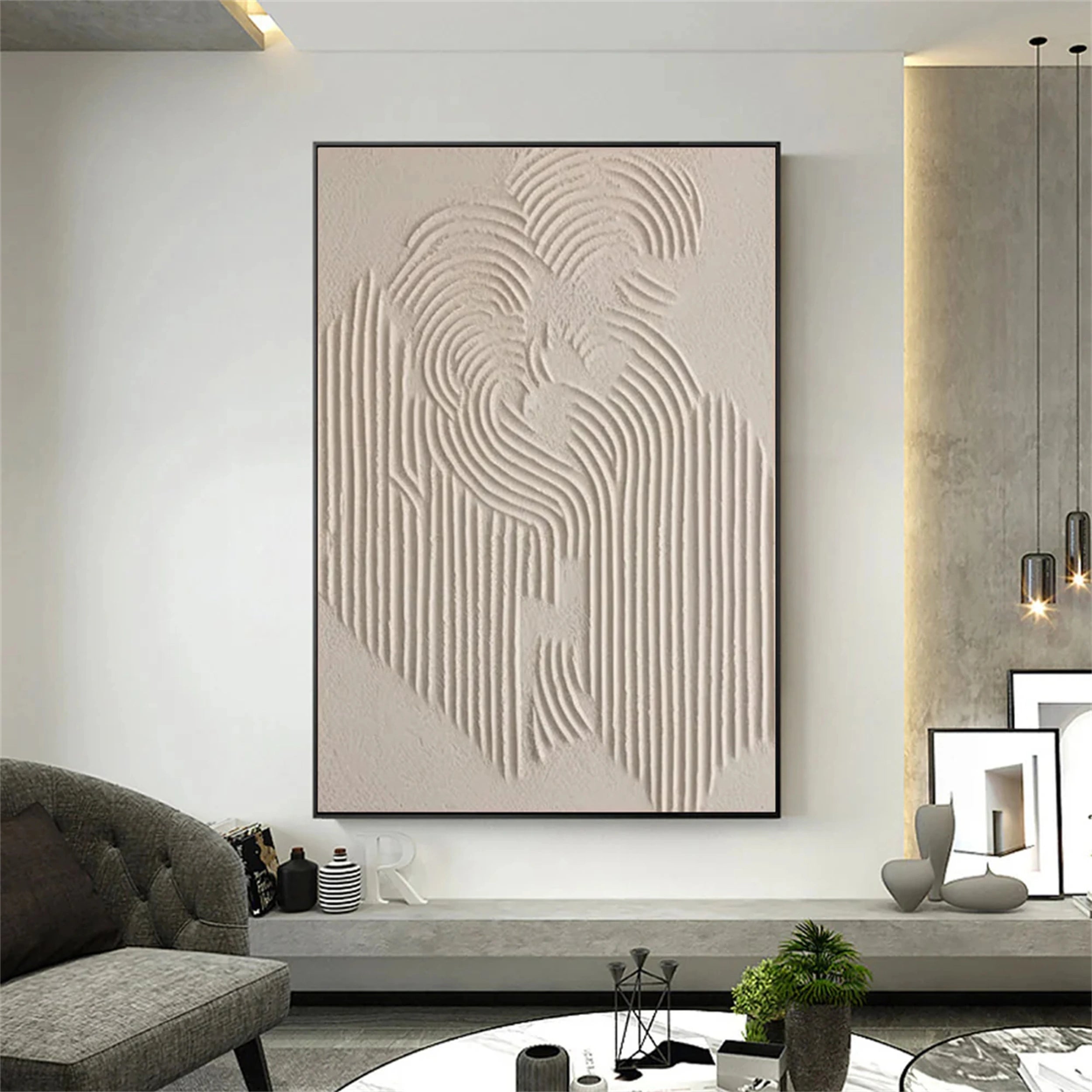 Beige & Brown Textured Minimalist Wall Art #BM029