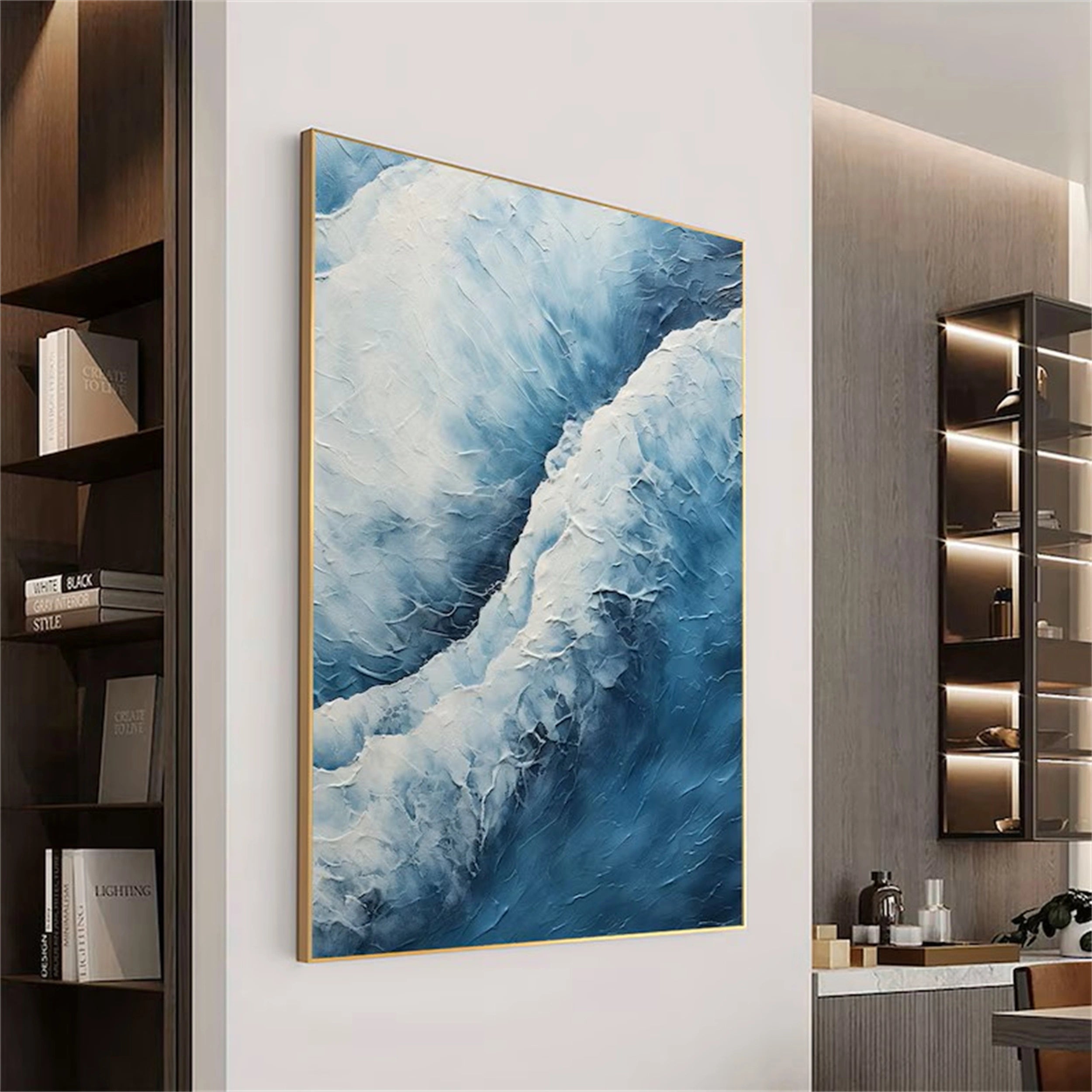 Blue Textured Minimalist Wall Art #BL011