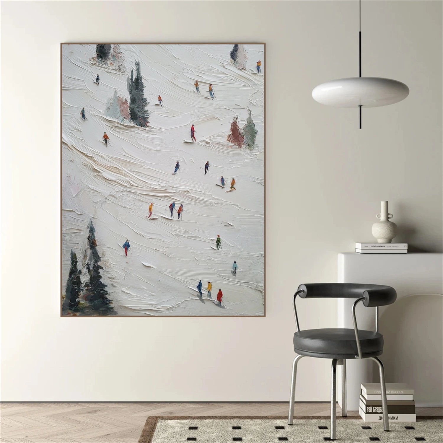 Skiing Sport Textured Wall Art #BA043