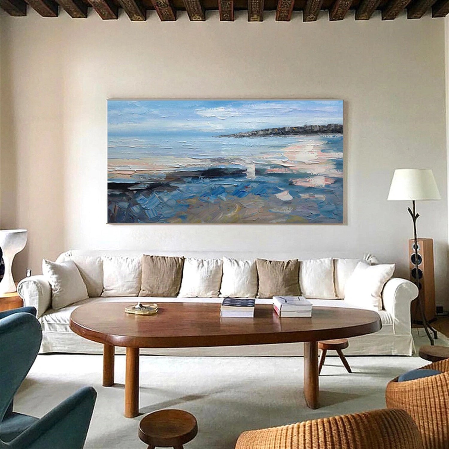 Sky And Ocean Abstract Textured Wall Art #SO415