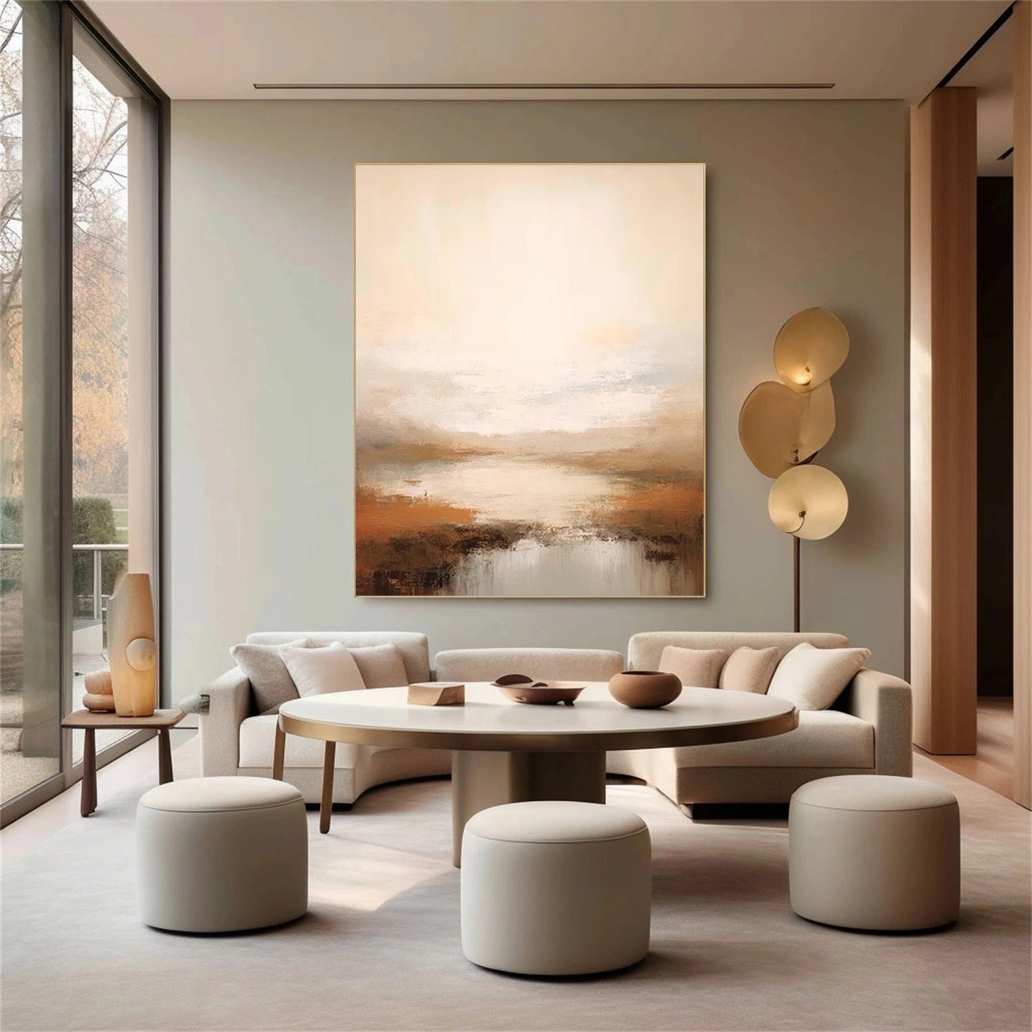 Beige & Brown Abstract Wall Art #AW147