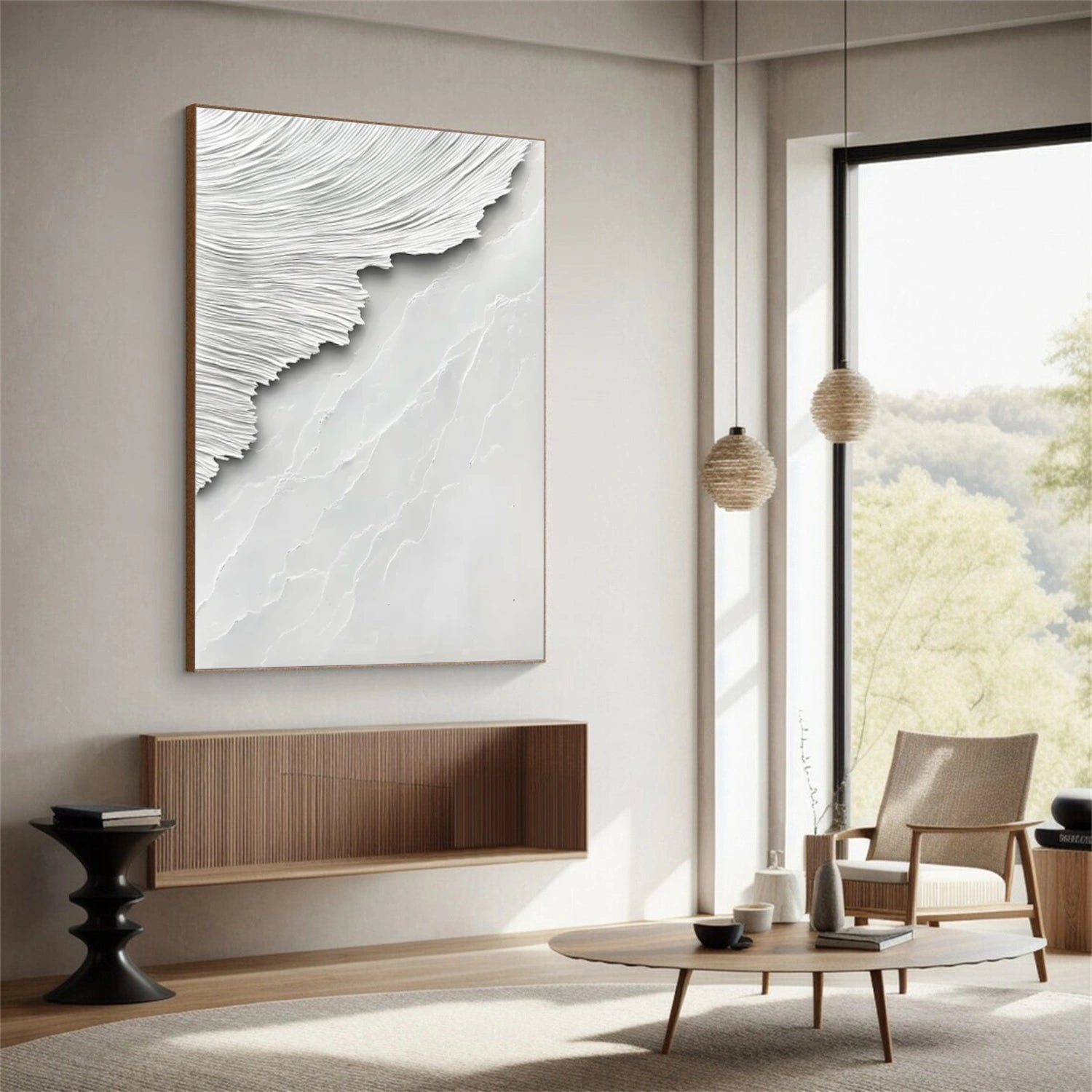 White Textured Minimalist Wall Art #WT196