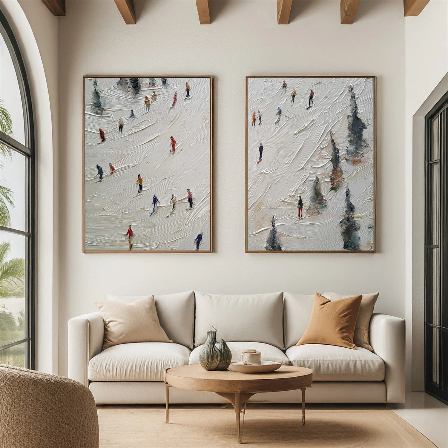 Skiing Sport Textured Wall Art Set of 2 #BA044