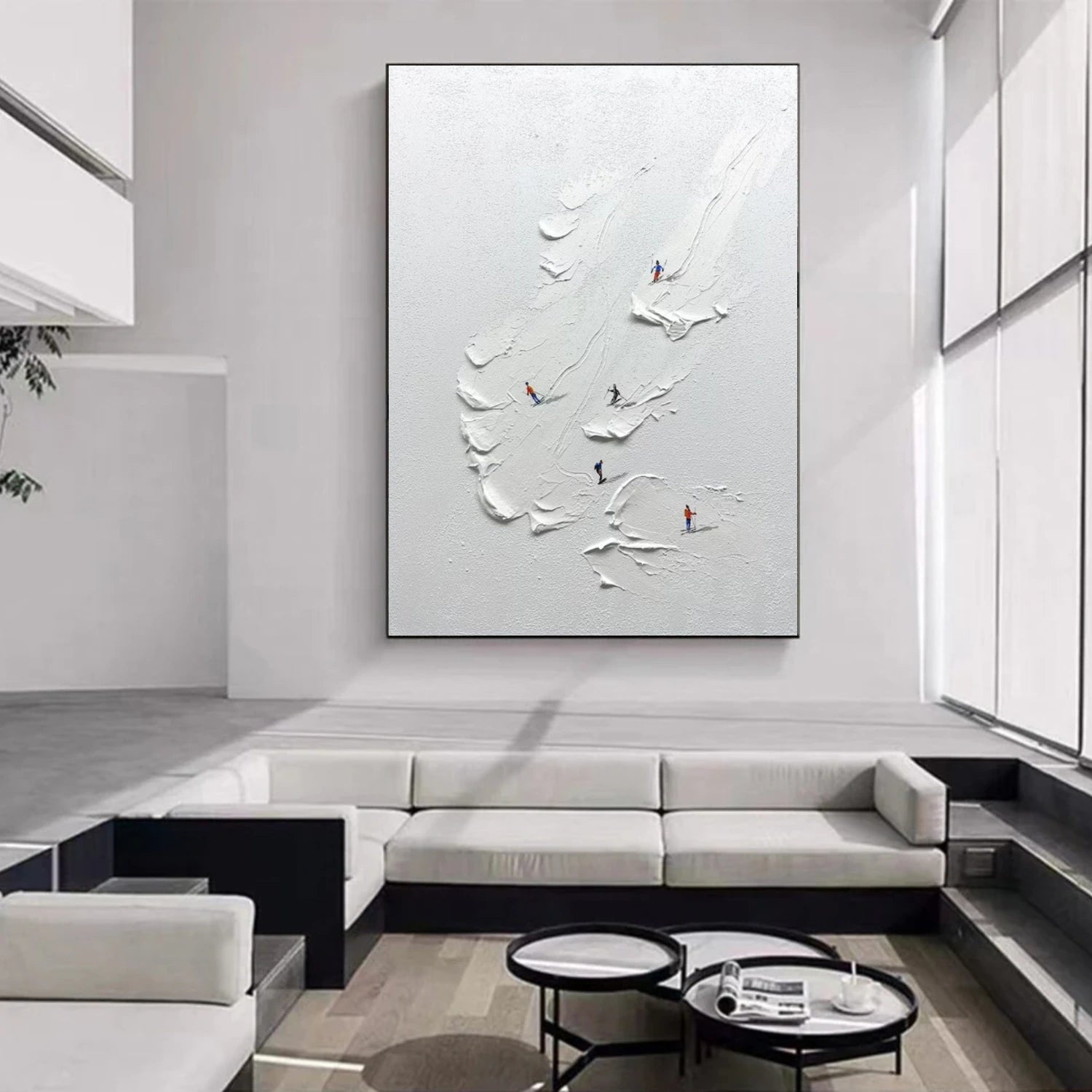 Skiing Sport Textured Wall Art #BA034