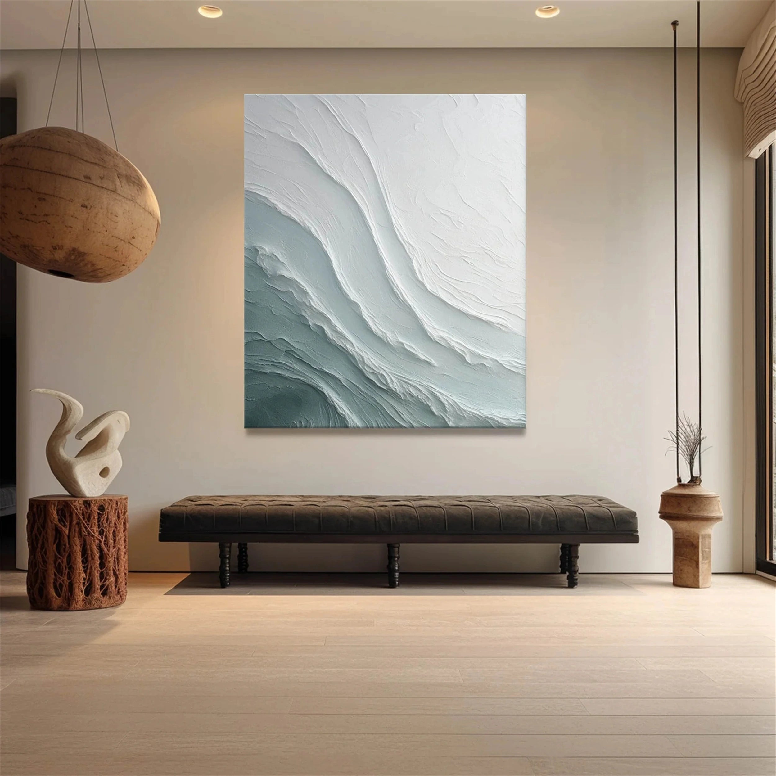 Blue Textured Minimalist Wall Art #BL023